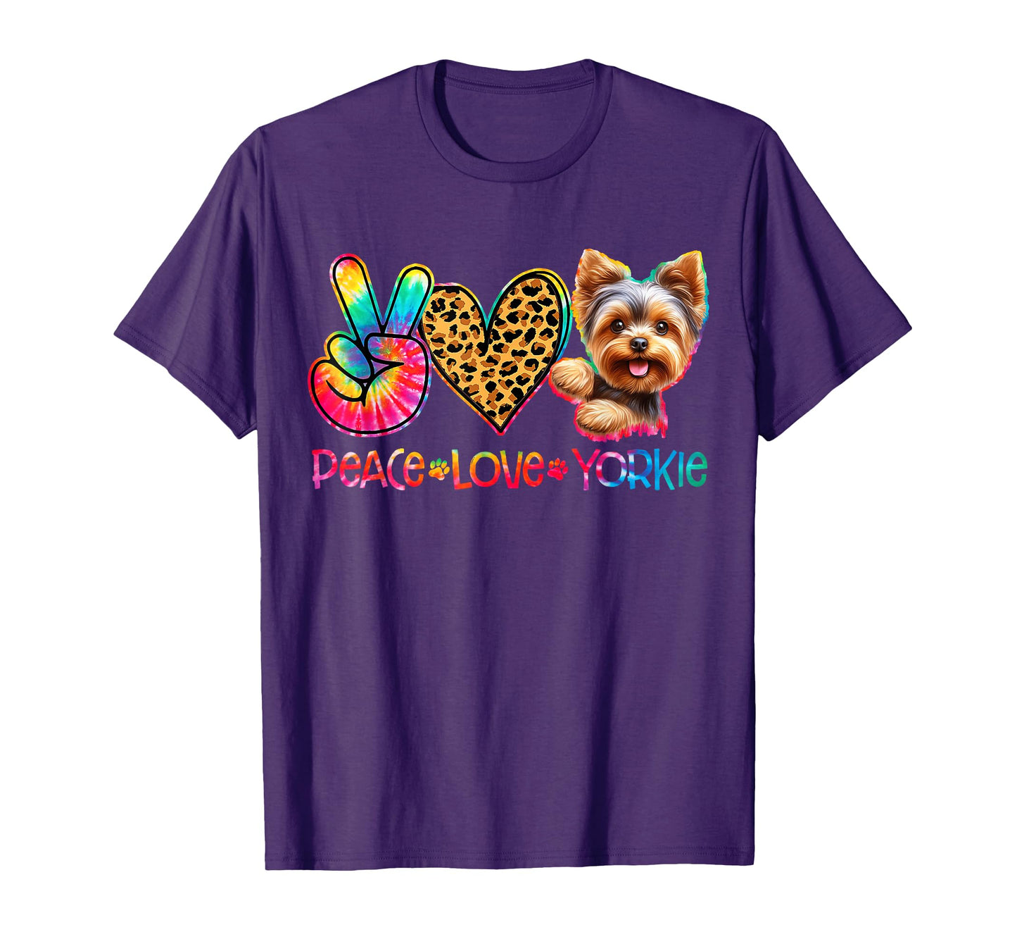 Peace Love Yorkie Tie Dye Dog Lover T-Shirt for Men Women Kids