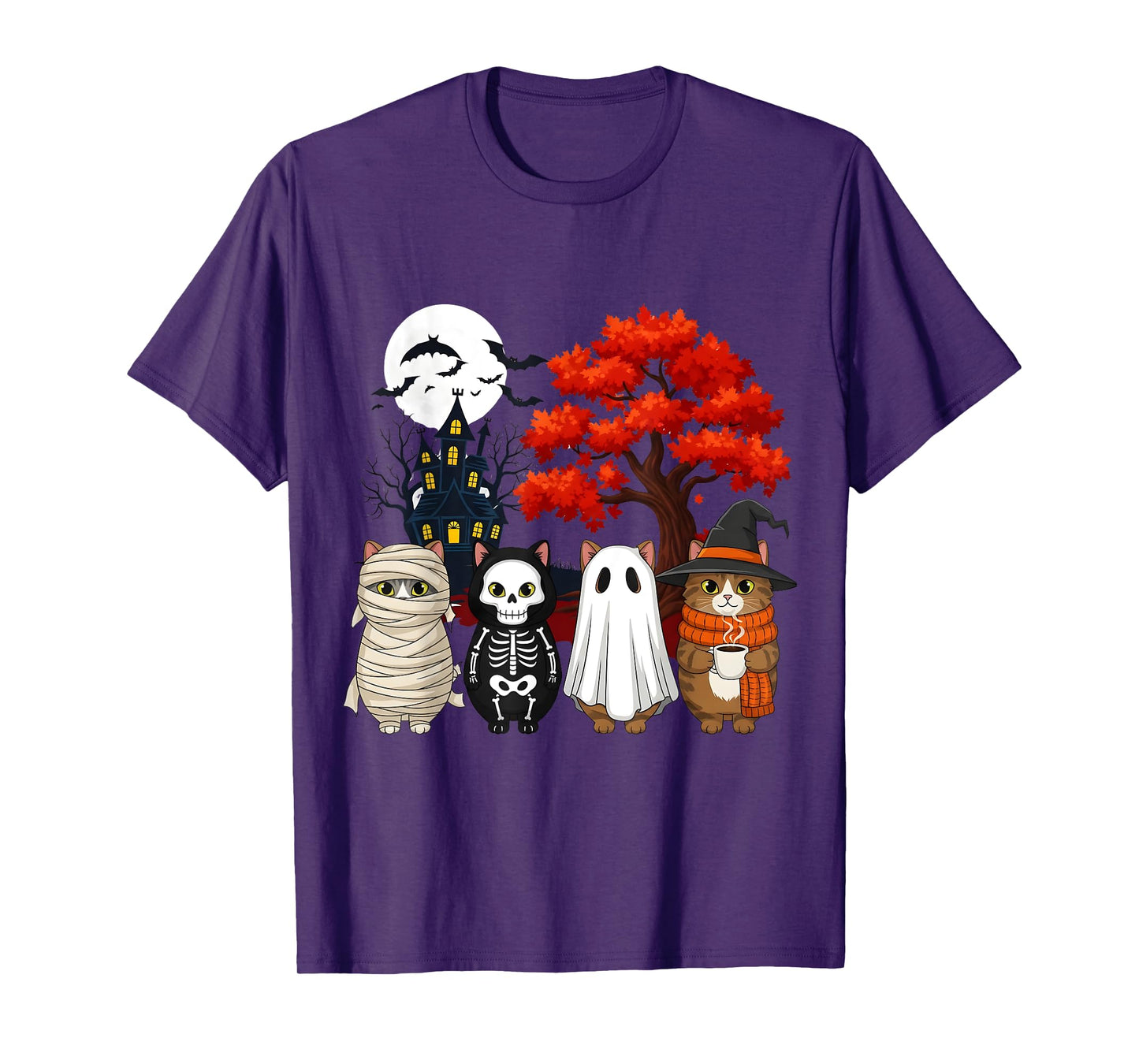 Retro Black Cat Pumpkin Halloween Costume Fall Autumn Season T-Shirt