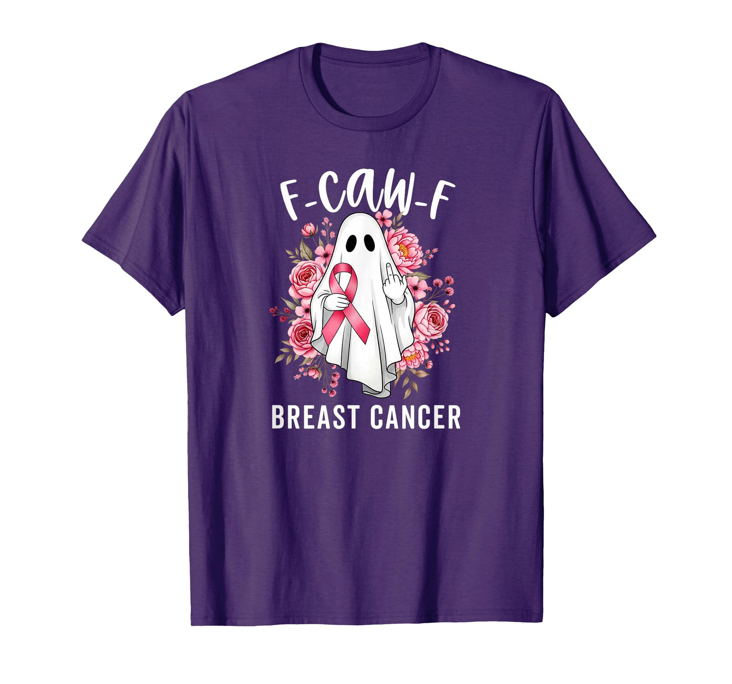 Funny F CAW F Breast Cancer Awareness October Pink Ghost T-Shirt