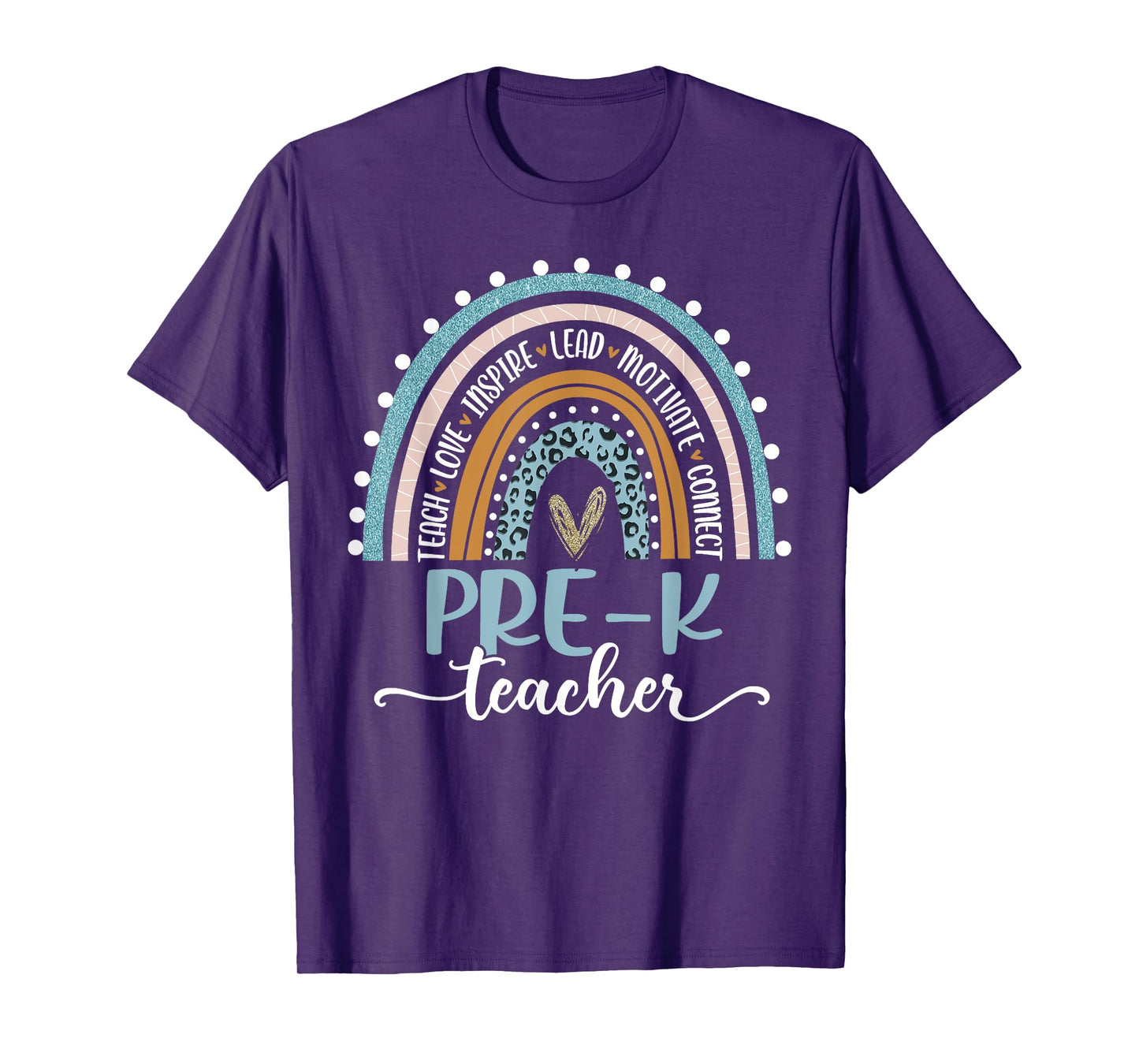 Pre-K Teacher Leopard Boho Rainbow Back To School T-Shirt