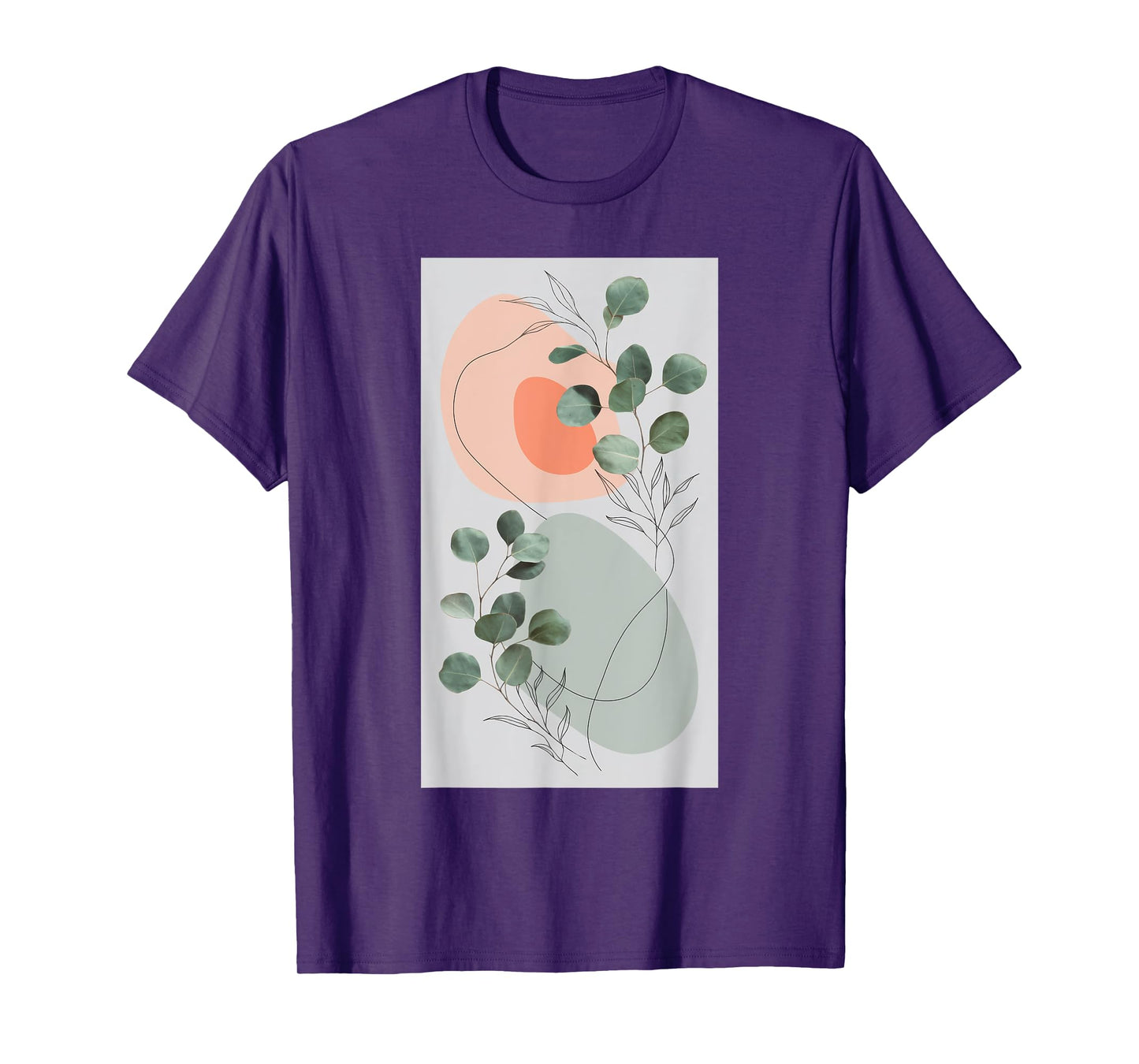 Eucalyptus Plant Nature Collage Line Art T-Shirt