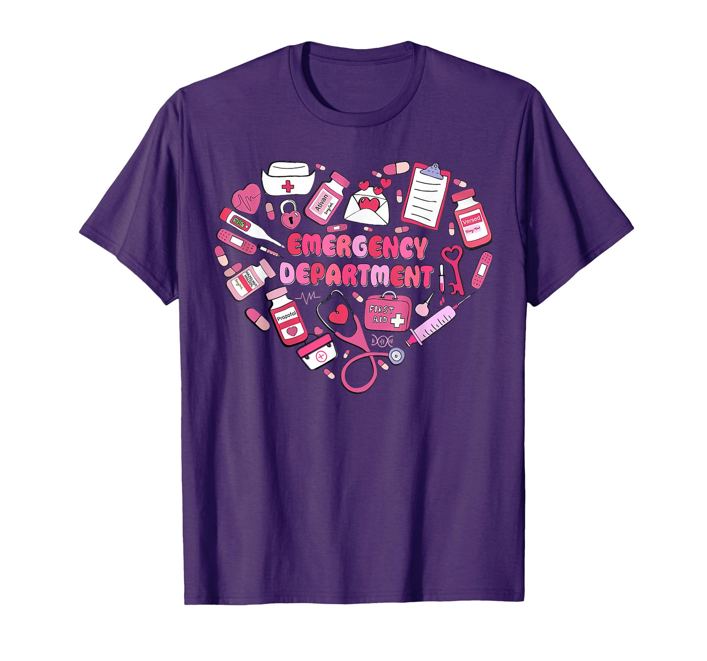 Groovy Heart Emergency Department Er Nurse Er Room T-Shirt