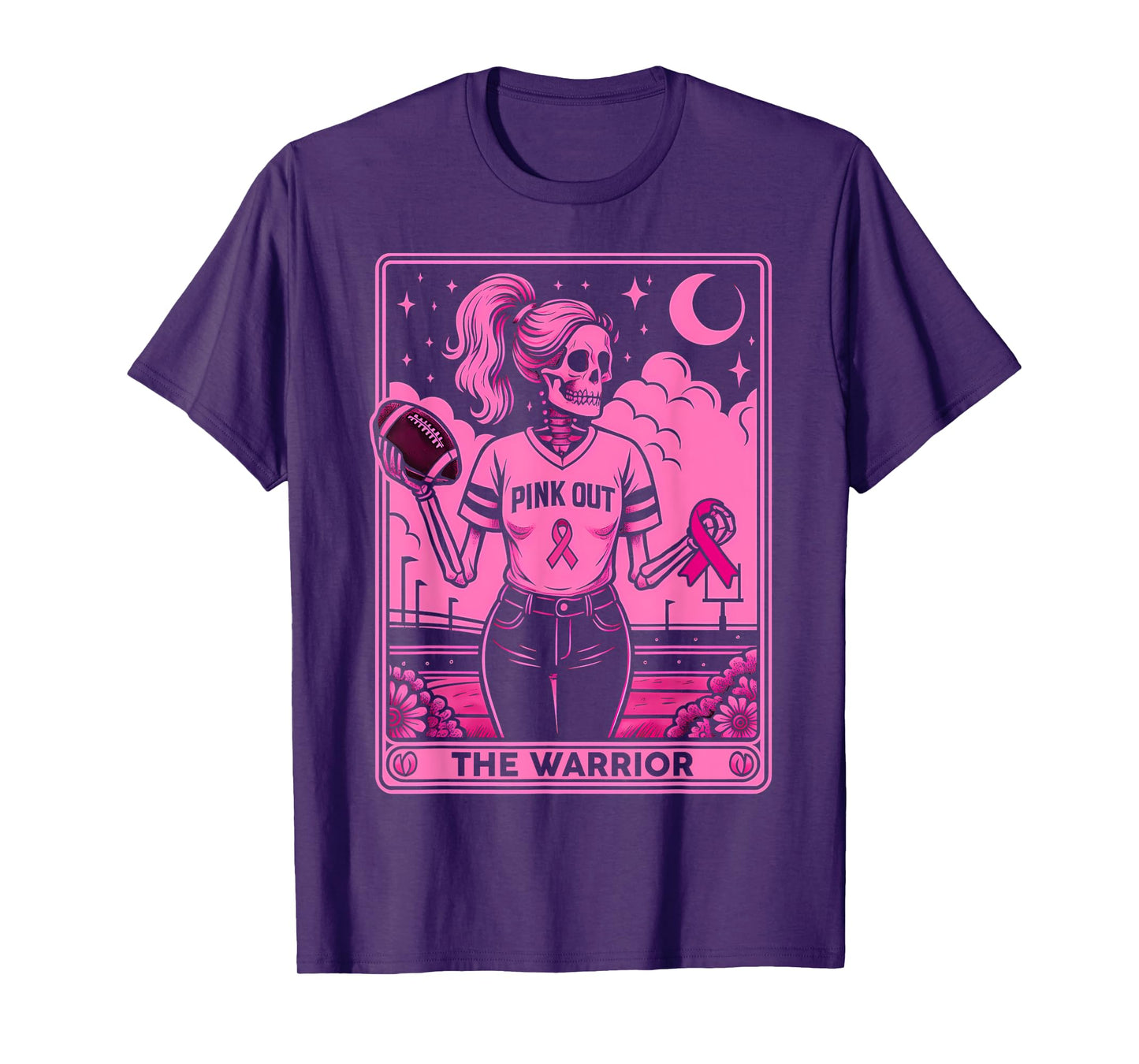 Pink Out Football Breast Cancer Warrior Tarot Card Women T-Shirt