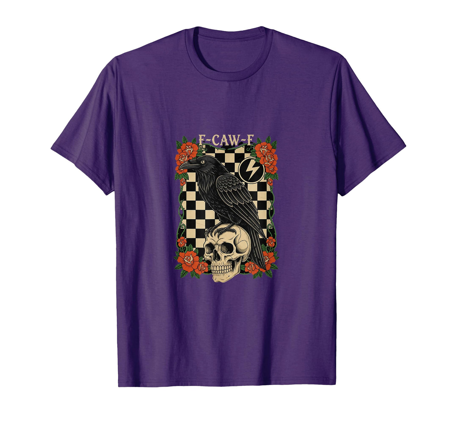 Raven Skull and Roses Vintage F-CAW-F Art T-Shirt