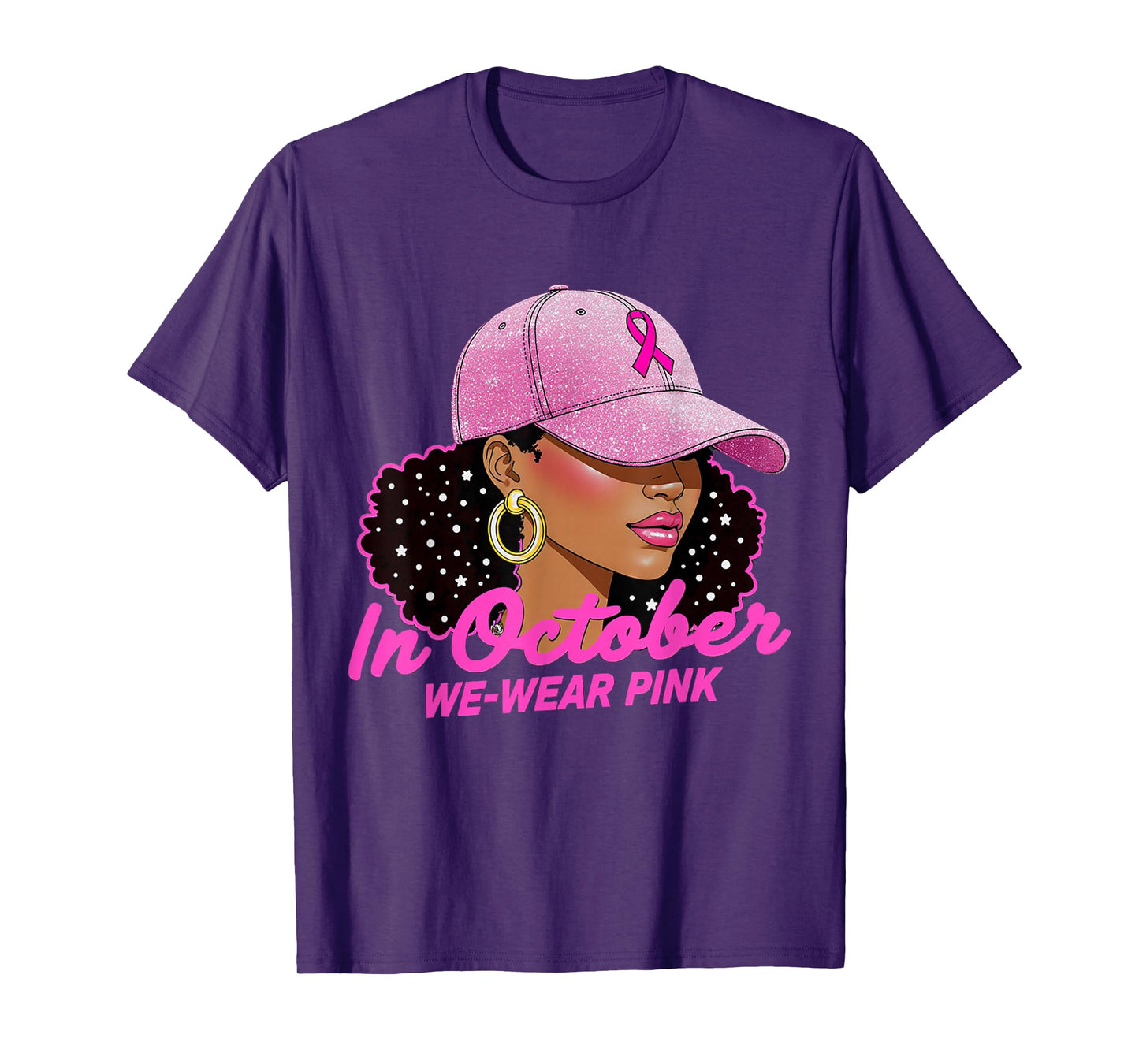 in October We Wear Pink Black Women Breast Cancer Awareness T-Shirt