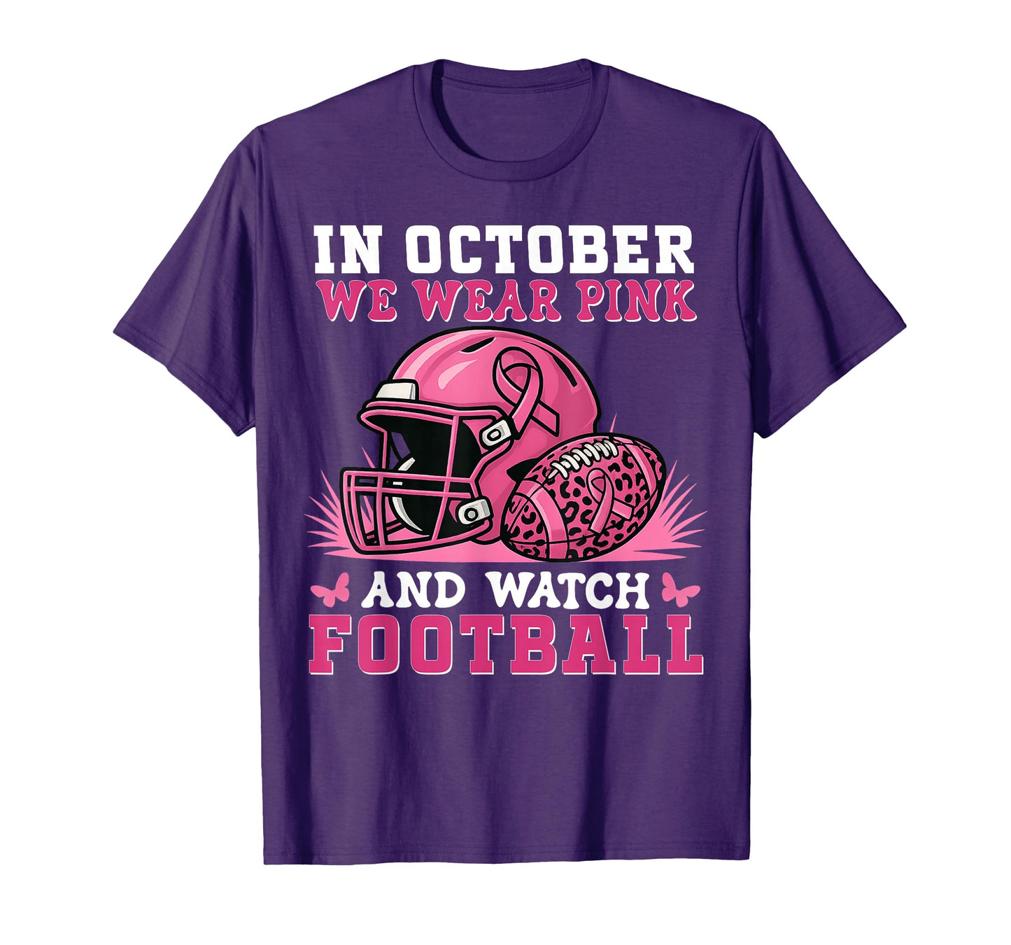 Football Breast Cancer Halloween in October we wear Pink Men T-Shirt