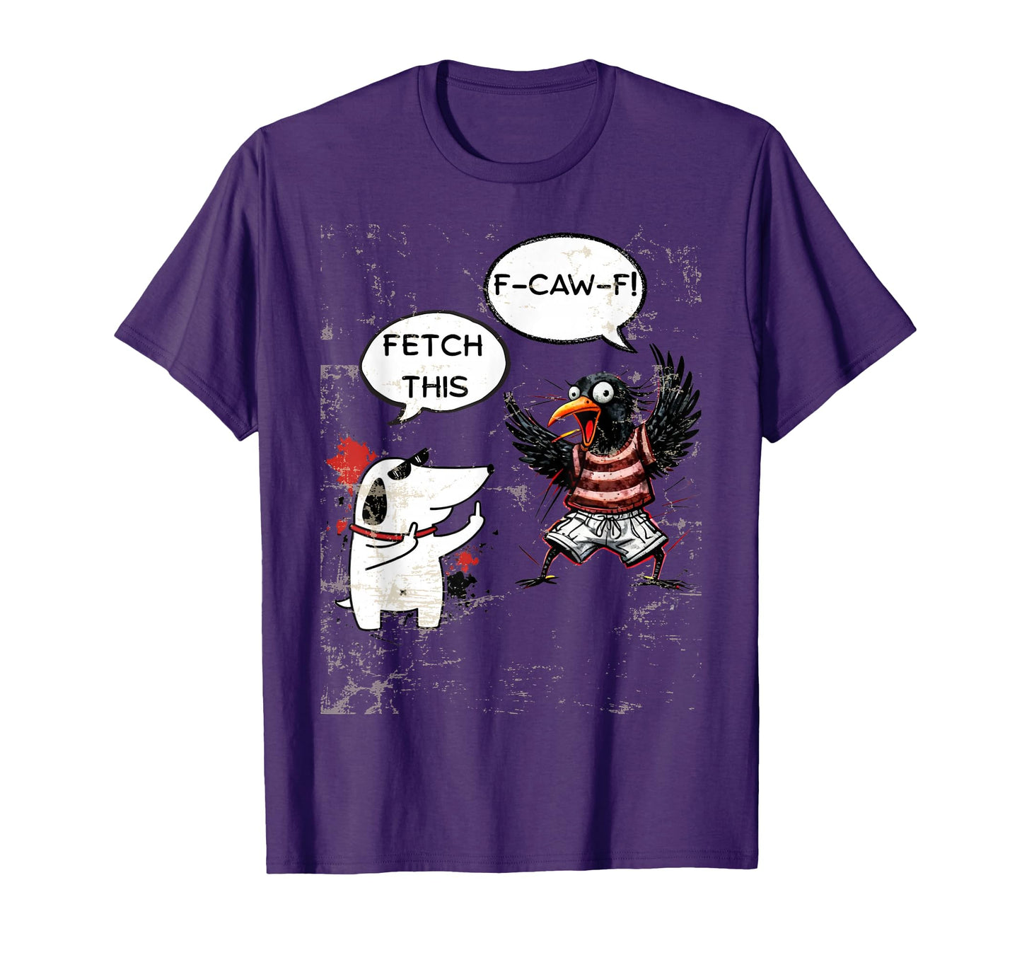 Black Funny Crow and Dog F-CAW-F Tee Pet Lovers T-Shirt
