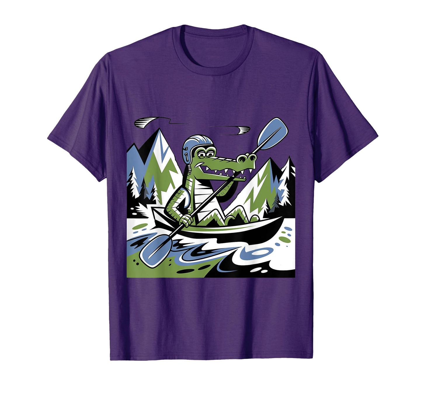 Funny Cool Alligator Kayaking Abstract T-Shirt