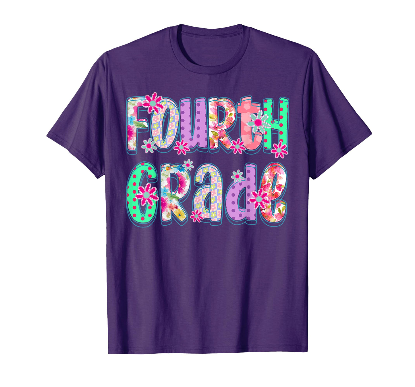 Preppy Back To School Floral 4th Grade Coquette Girl Kids T-Shirt