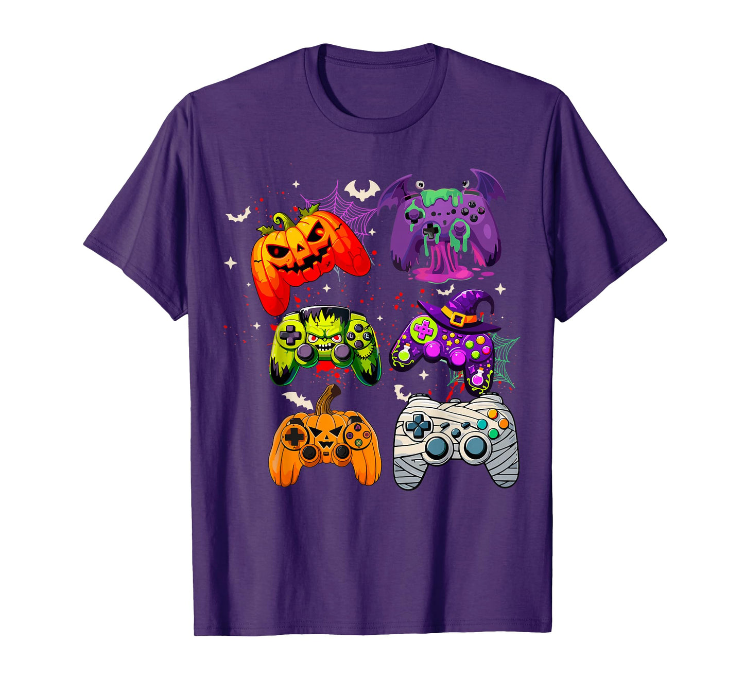 Halloween Skeleton Zombie Gaming Controllers Mummy Boys Kids T-Shirt