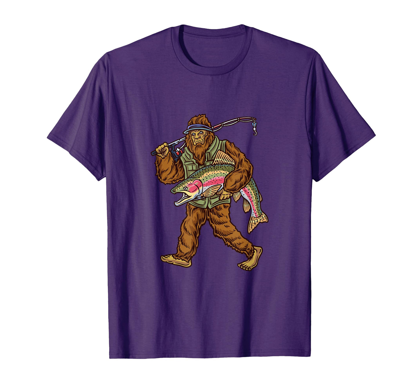 Rainbow Trout River Fishing Bigfoot Hunting Fishermen T-Shirt