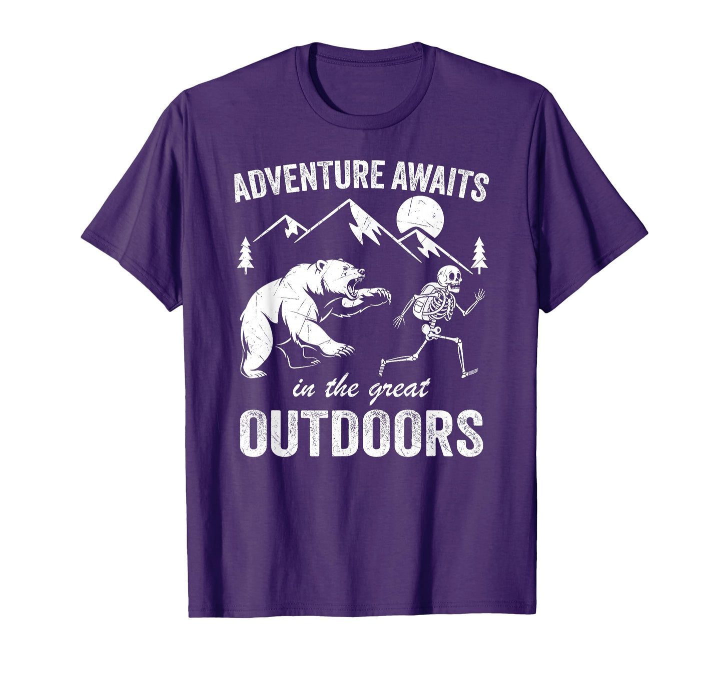 Adventure Awaits Skeleton Hiker Spooky Hiking Backpacking T-Shirt