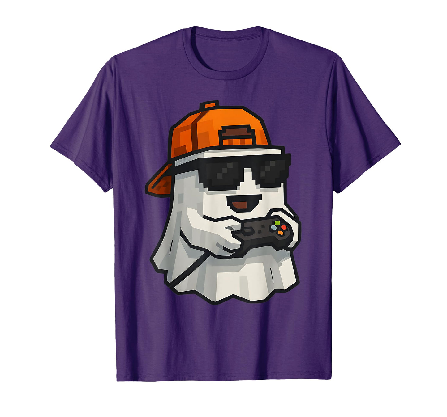 Halloween Ghost Gamer Funny Pixel Video Gaming Boys Men Kids T-Shirt
