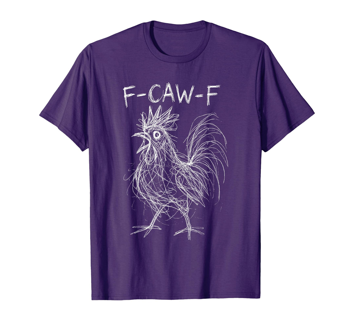 Funny Rooster Abstract Line Art F-Caw-F Meme Quote Graphic T-Shirt