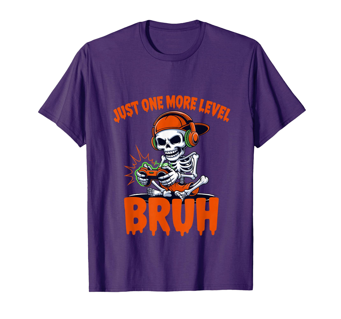 Just One More Level Skeleton Gamer Bruh Funny Halloween T-Shirt