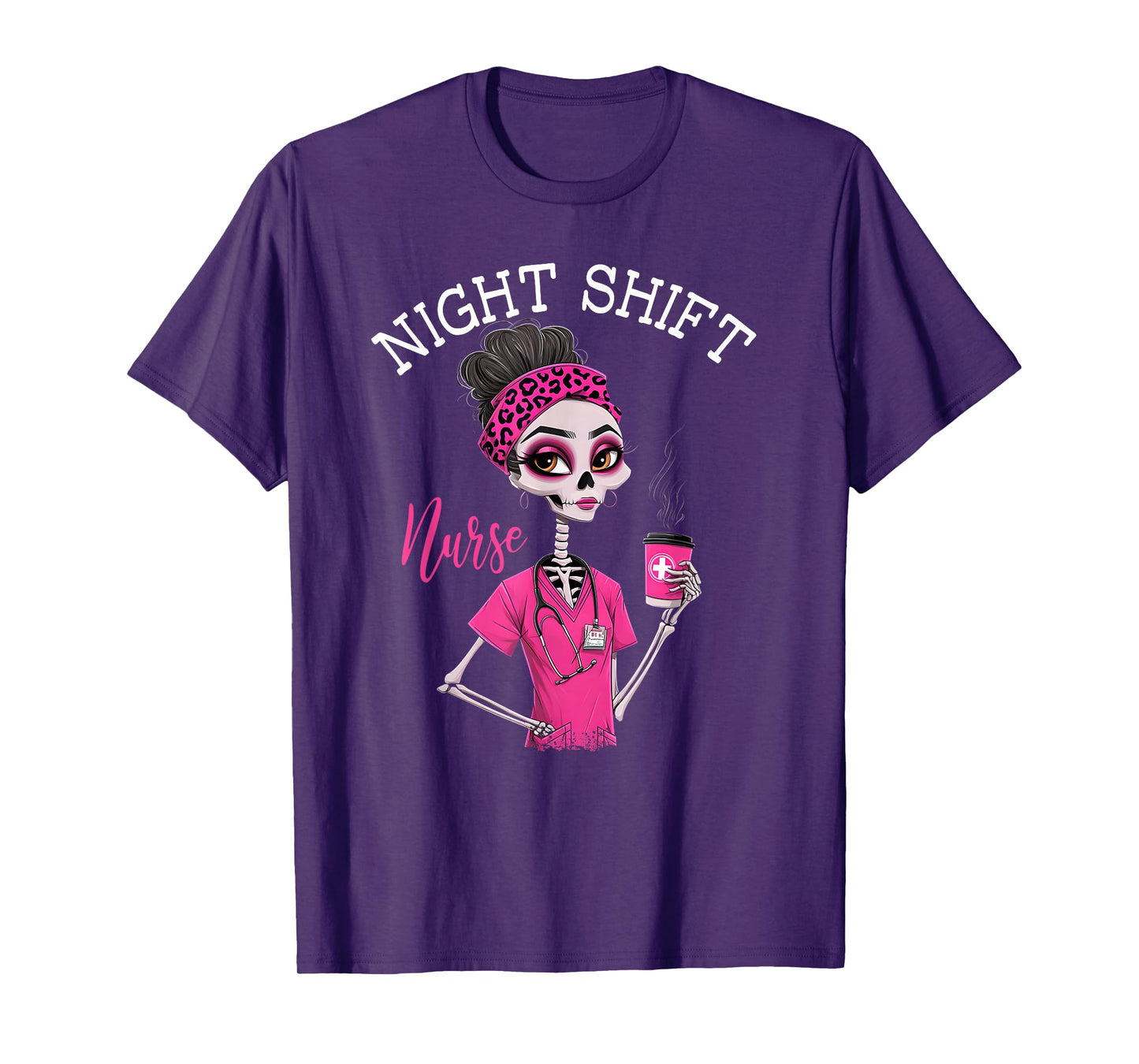 RN ICU Night Shift Nurse Skeleton T-Shirt
