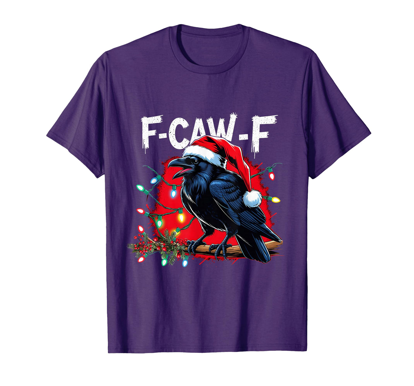 F-Caw-F Raven Funny Christmas Lights Holiday Cool Meme T-Shirt
