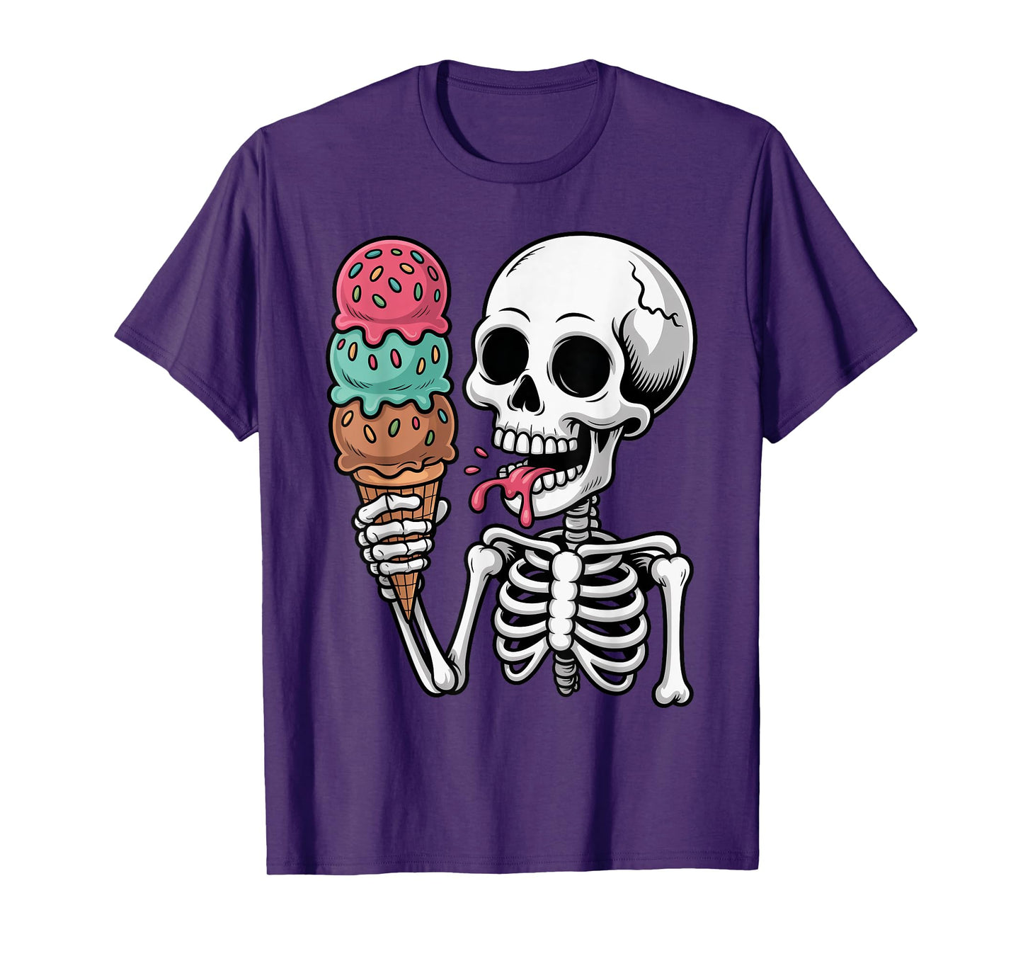 Halloween Creepy Skeleton Eating Ice Cream Trick or Treat T-Shirt
