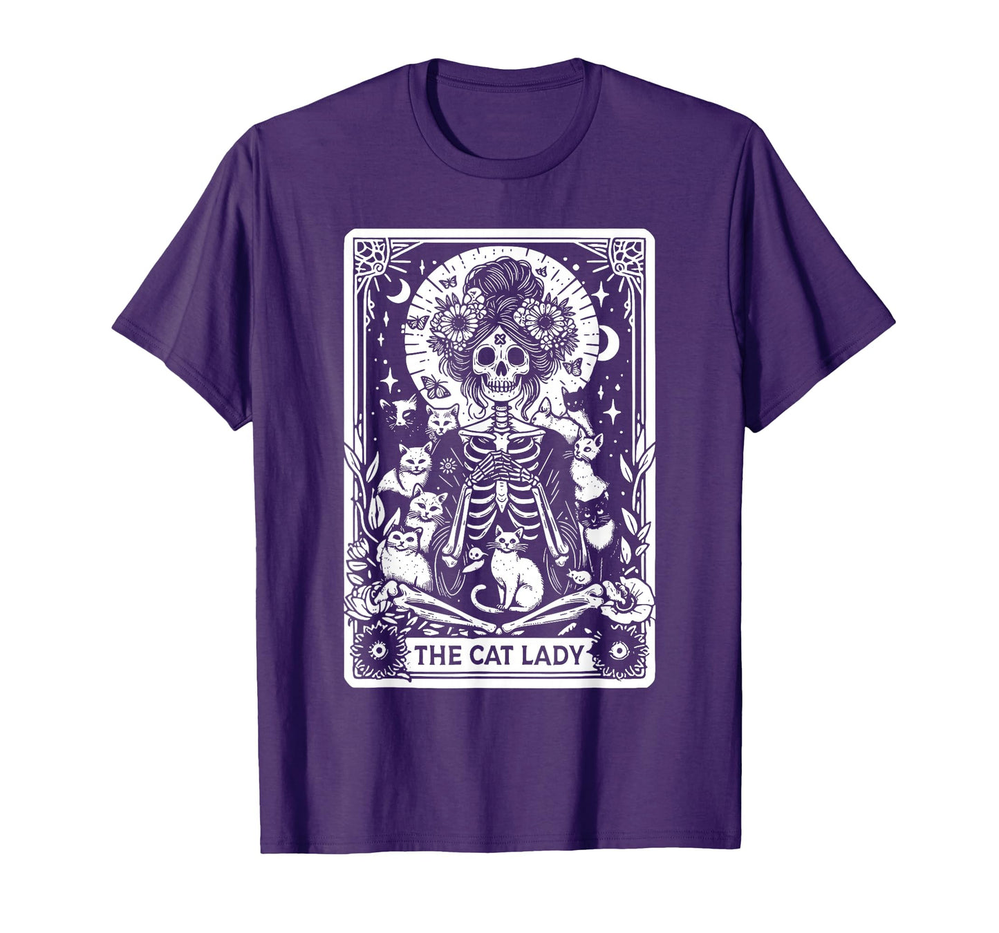 Halloween Skeleton Cat Tarot Cards Spooky Cat Lady Cat Mom T-Shirt