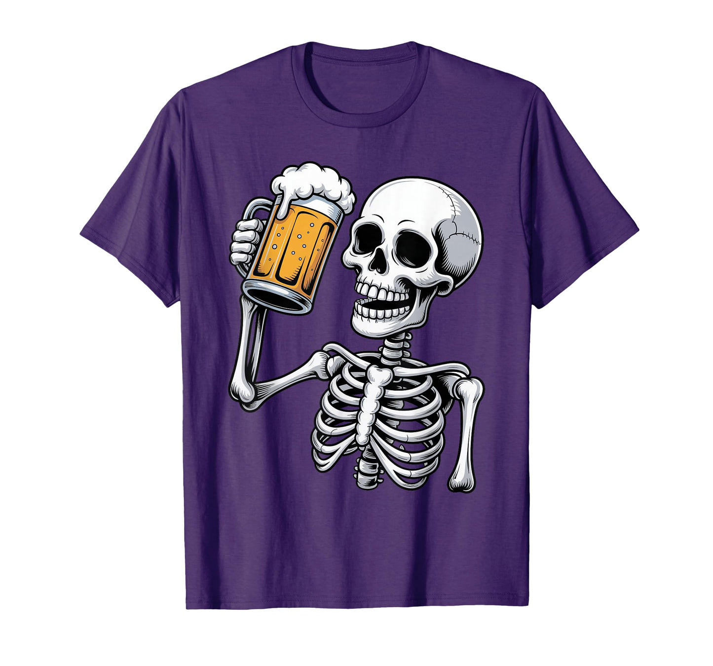 Skeleton Beer Drinker Funny Spooky Halloween Costume Party T-Shirt