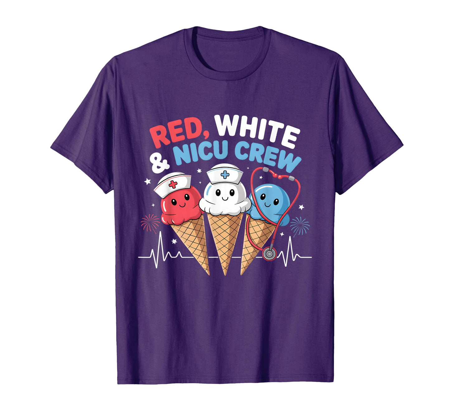 4th Of July Nicu Nurse Crew Ice Cream Summer Women Men T-Shirt