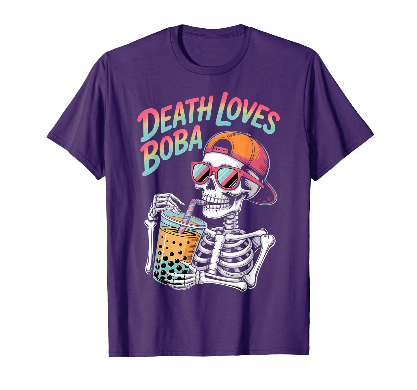 Funny Halloween Skeleton Boba Tea Costume T-Shirt