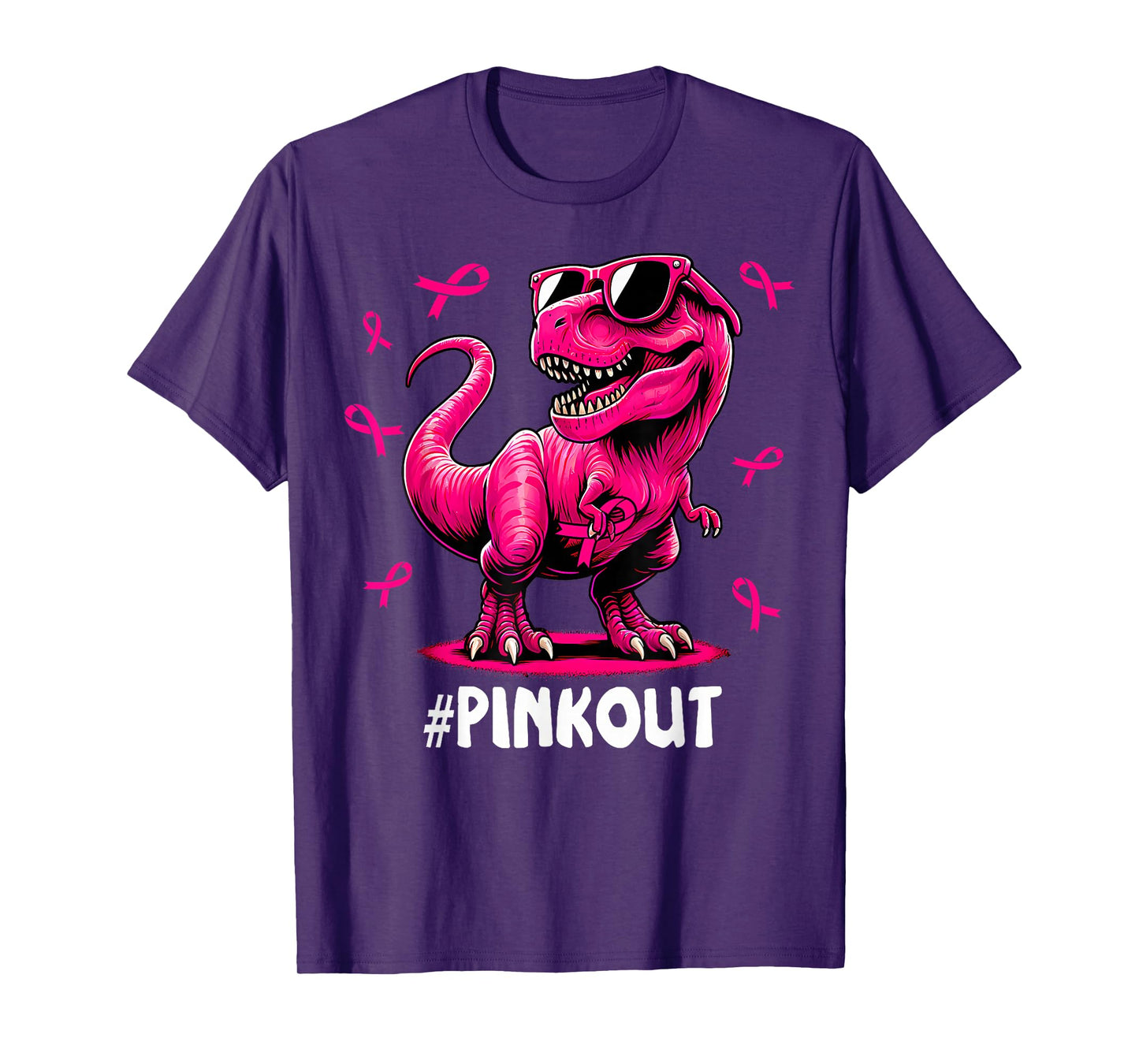 Pink Out Breast Cancer Dinosaur Ribbon Boy Girl Kid T-Shirt