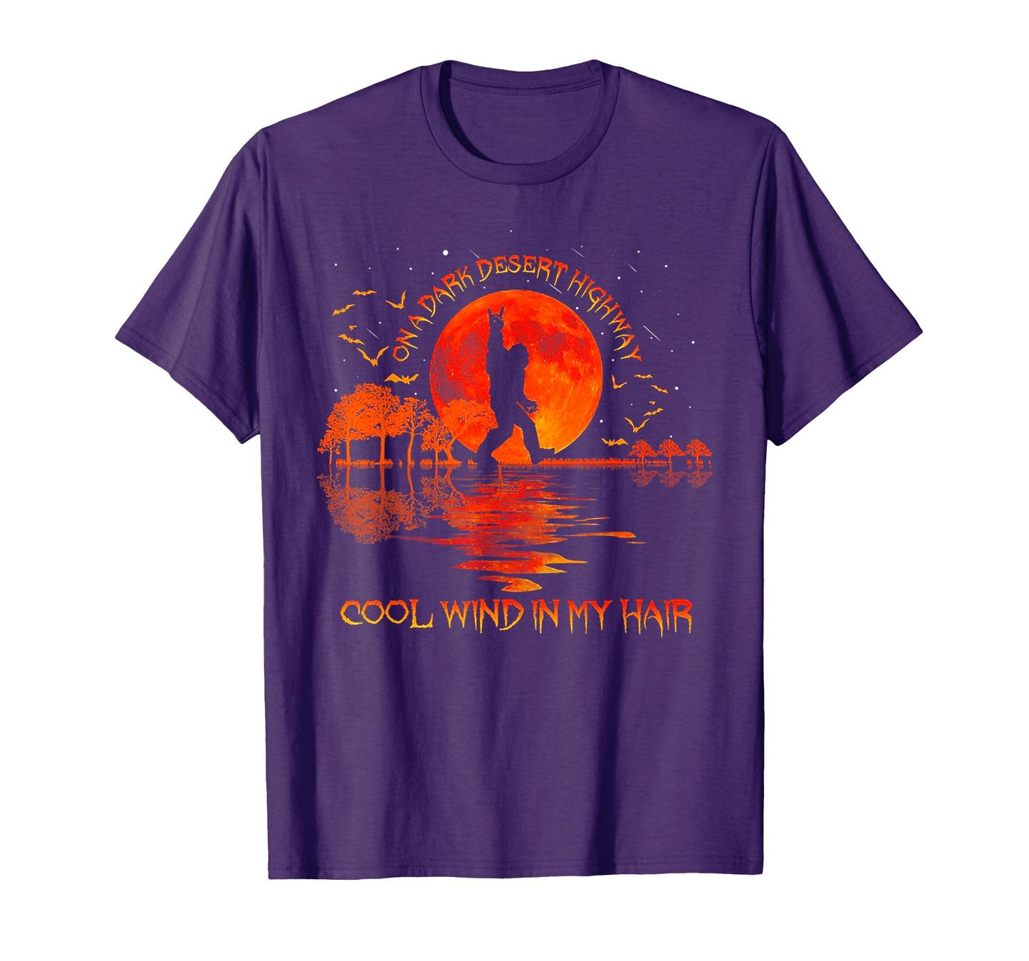 Bigfoot On A Dark Desert Highway Hand Rock And Roll T-Shirt