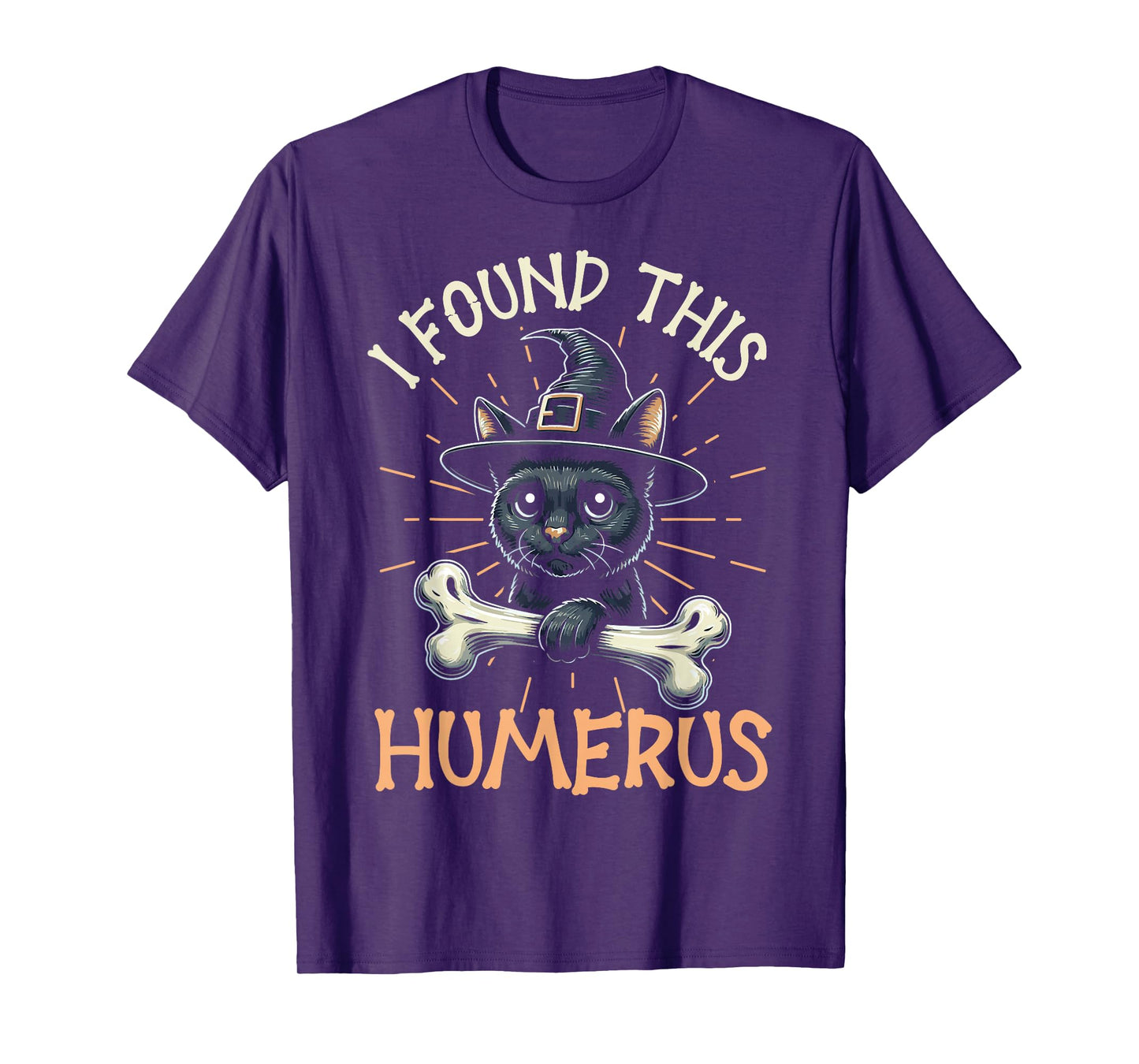 I Found This Humerus - Funny Cat Halloween T-Shirt