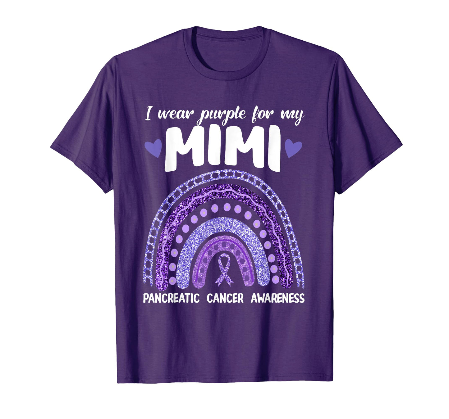 I Wear Purple For My Mimi Pancreatic Cancer Rainbow T-Shirt
