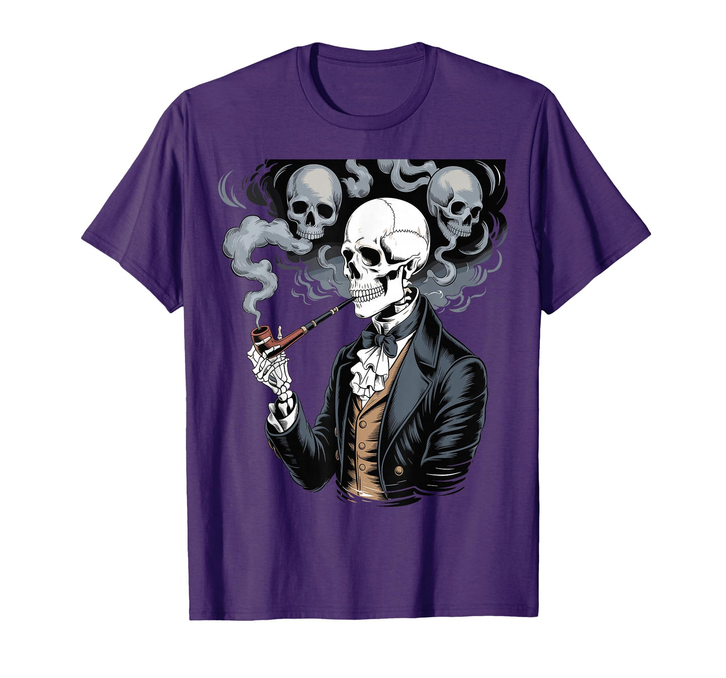 Smoking Skeleton Vintage Gothic Halloween Art T-Shirt
