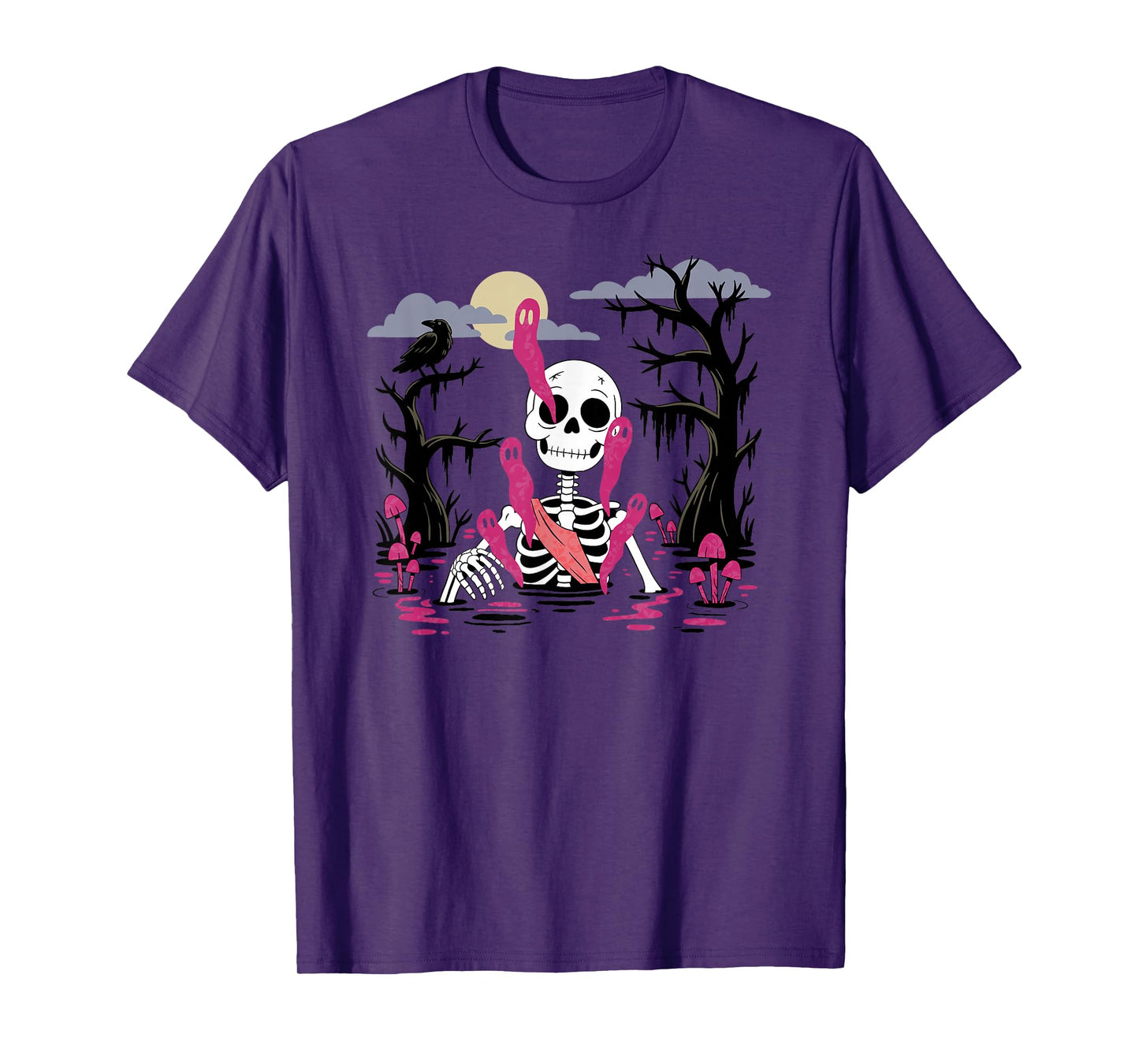 Creepy Cute Halloween Skeleton Pink Swamp Ghost T-Shirt
