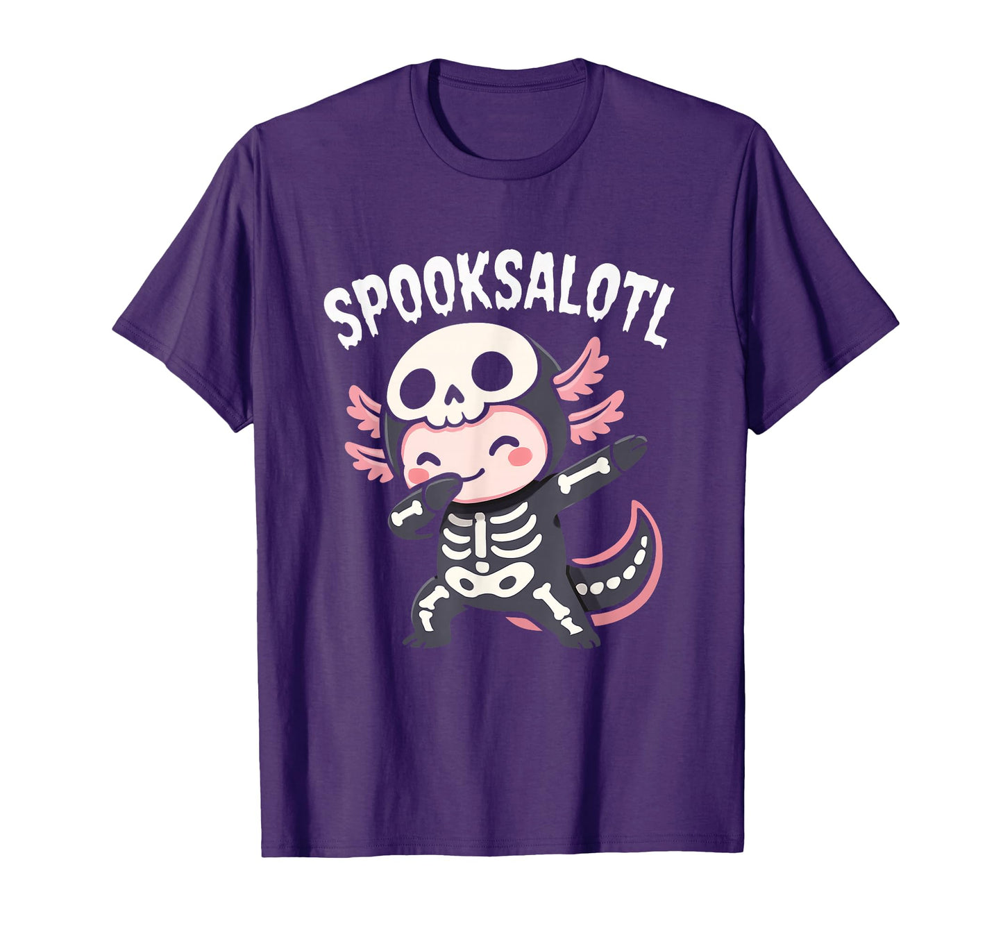 Funny Axolotl Skeleton Spooksalotl Halloween Kids Boys Girls T-Shirt
