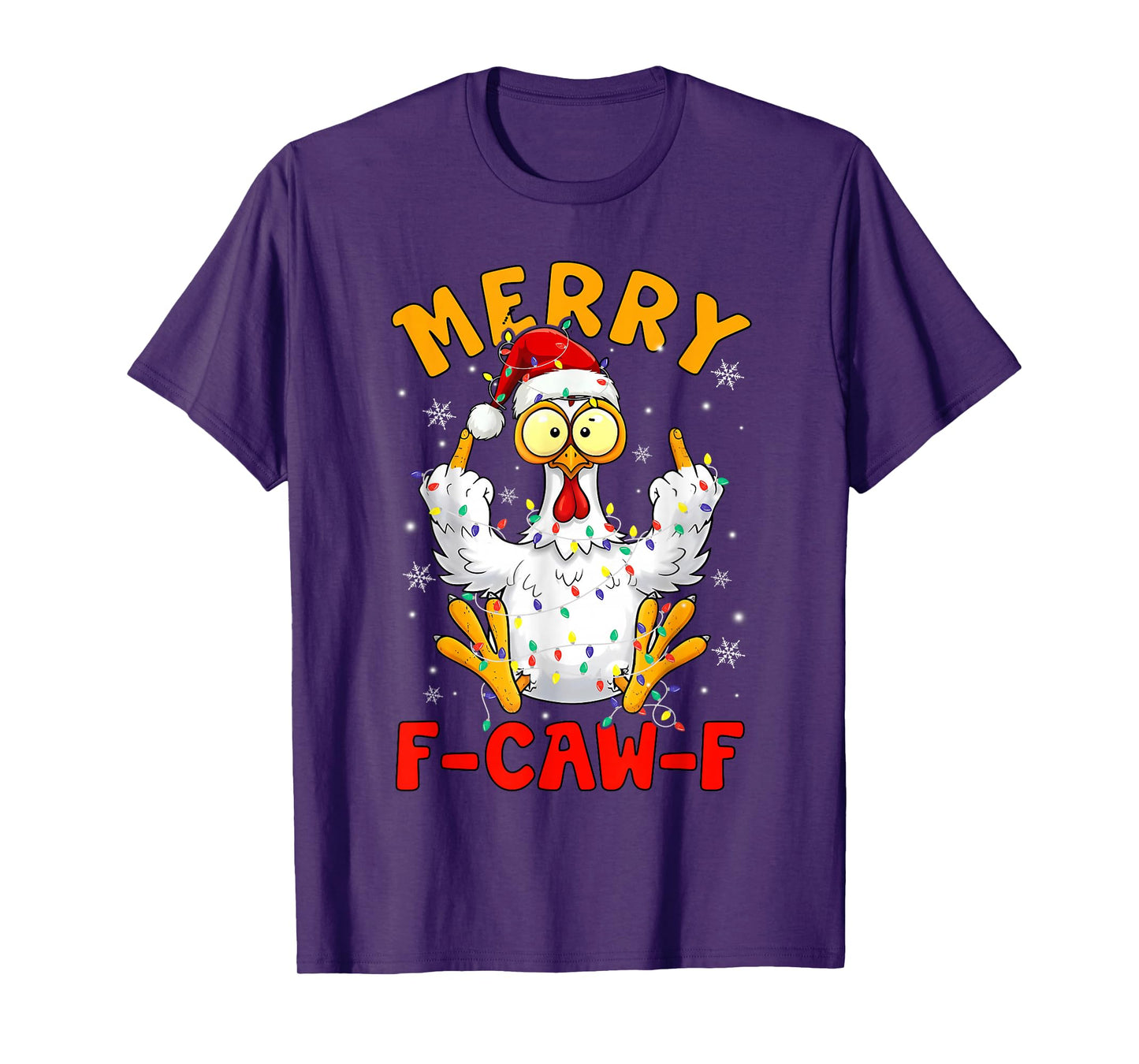 Merry F-Caw-F Chicken Snowflake Rooster Christmas Holiday T-Shirt
