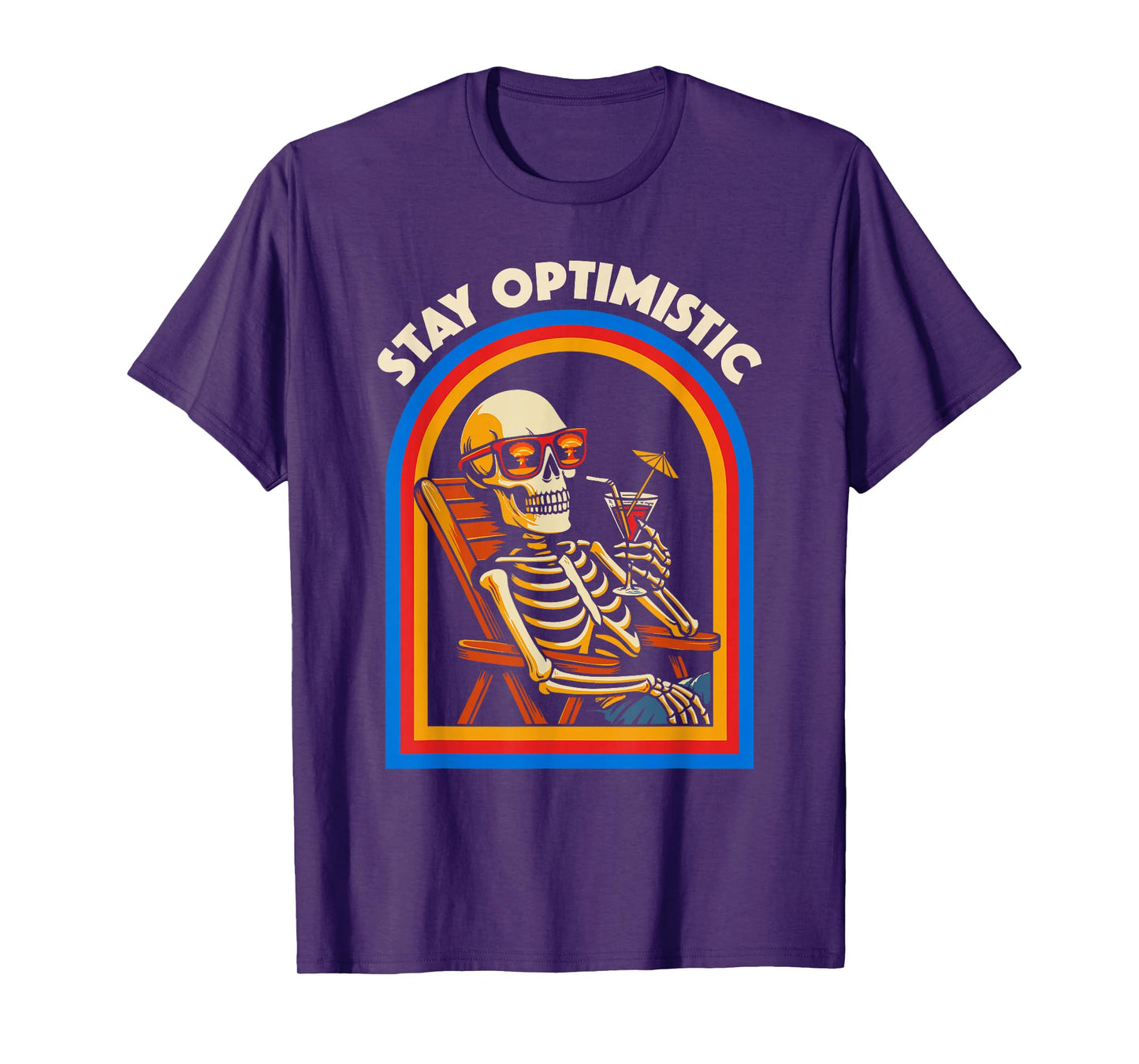 Sarcasm Optimistic Skeleton Men Women Kids Funny Halloween T-Shirt