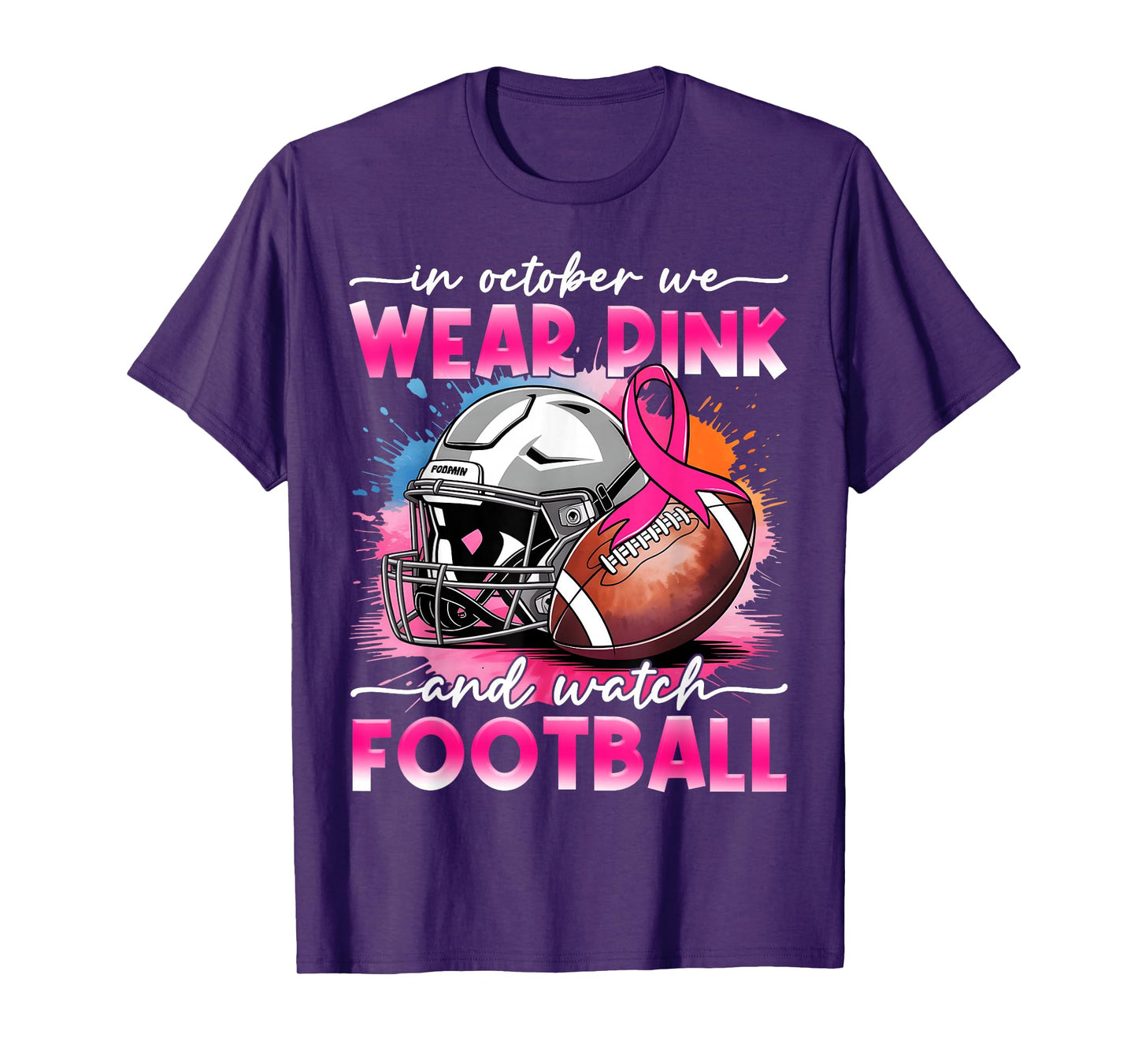 October Wear Pink Watch Football Breast Cancer Awareness T-Shirt