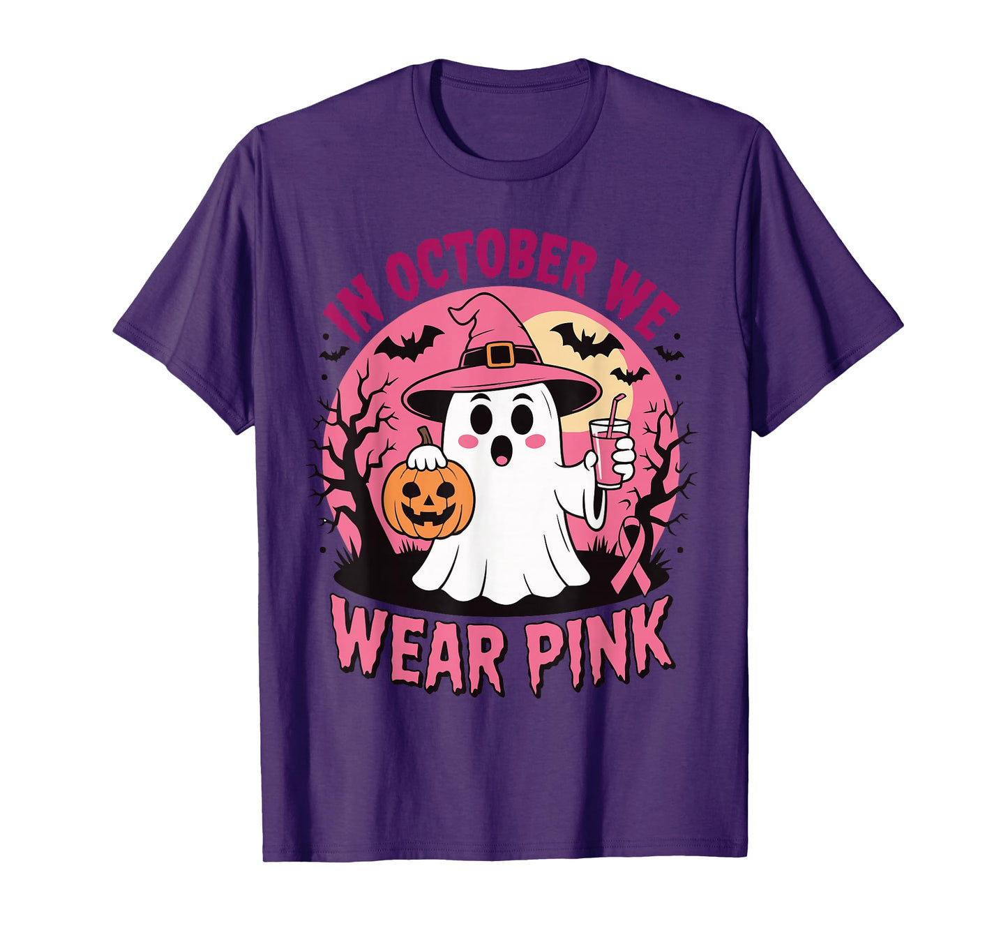 Breast Cancer in October We Wear Pink Ghost for Women T-Shirt