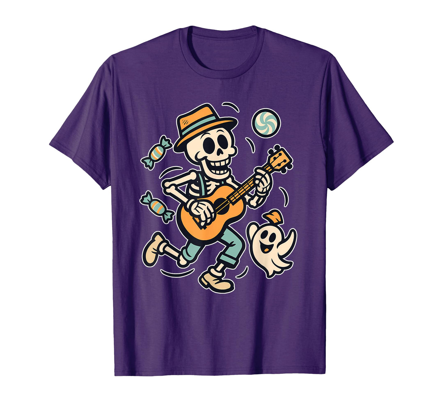 Skeleton Guitar Party Ghost T-Shirt
