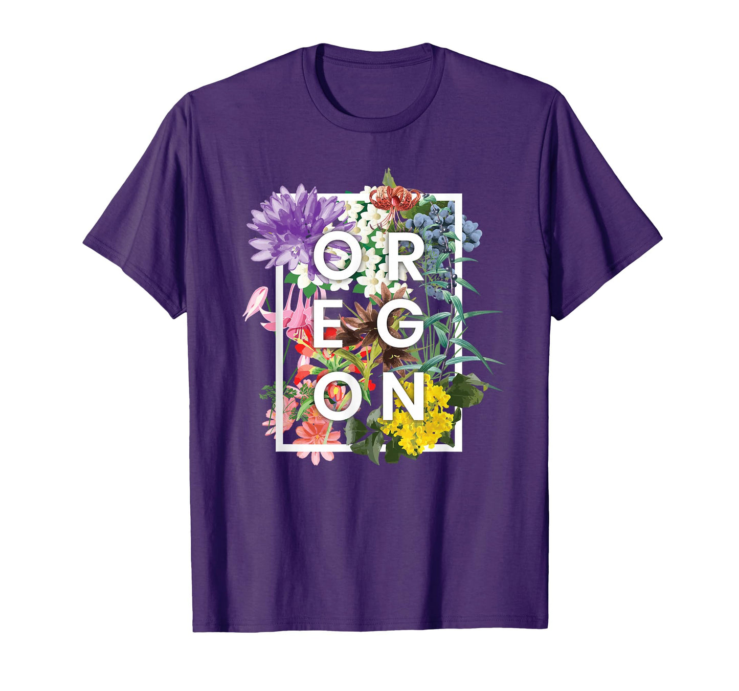 Flowers of Oregon Word Art - Oregon State USA Souvenir T-Shirt