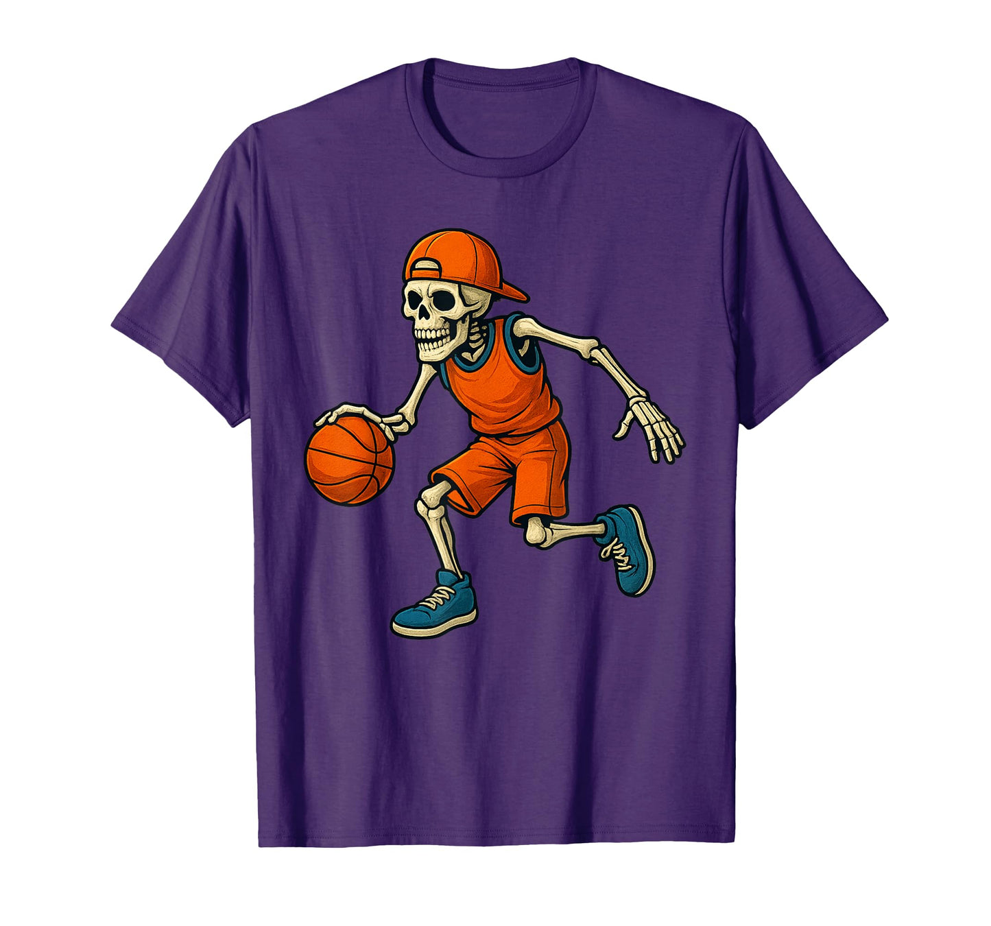 Basketball Skeleton Halloween Spooky Boys Basketball Player T-Shirt