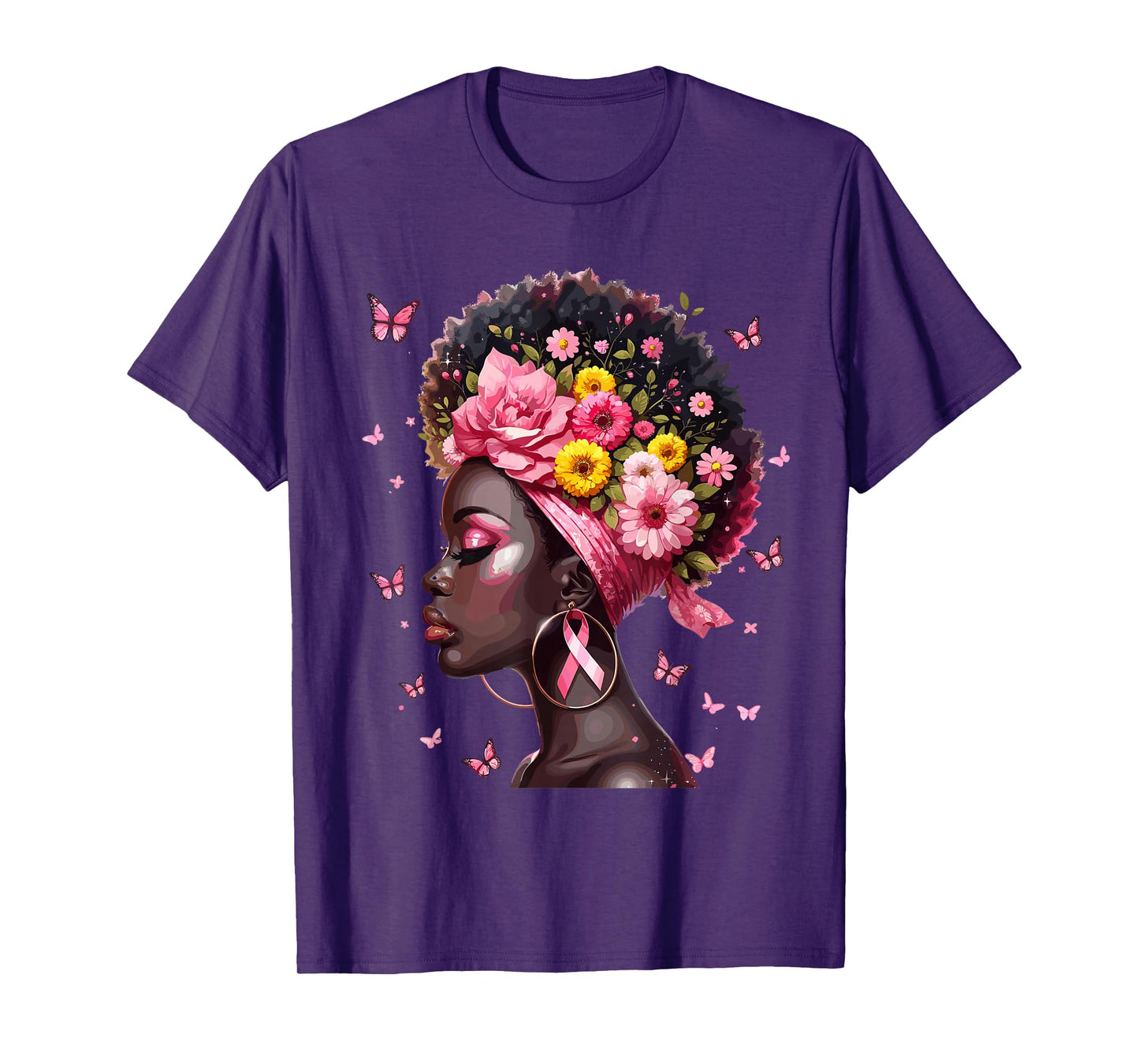 In October We Wear Pink Black Woman Breast Cancer Awareness T-Shirt