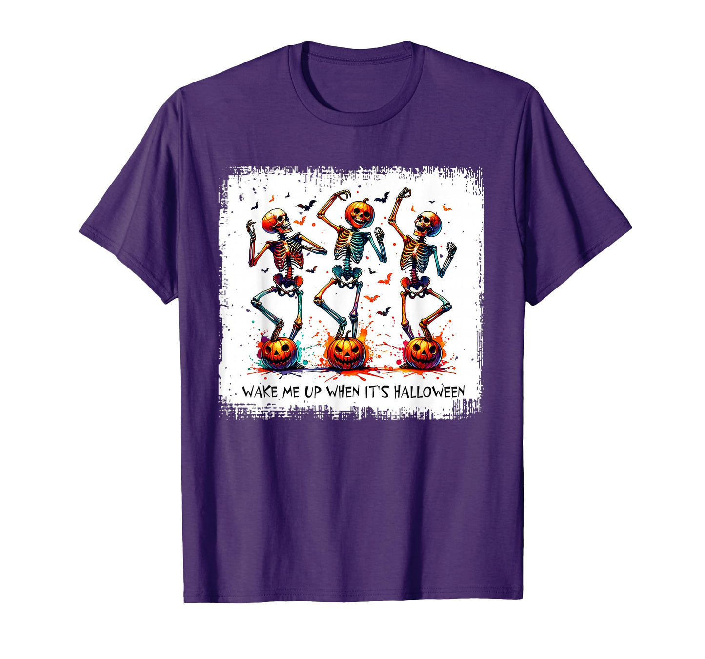 Wake Me When It's Halloween Funny Dancing Skeleton Halloween T-Shirt