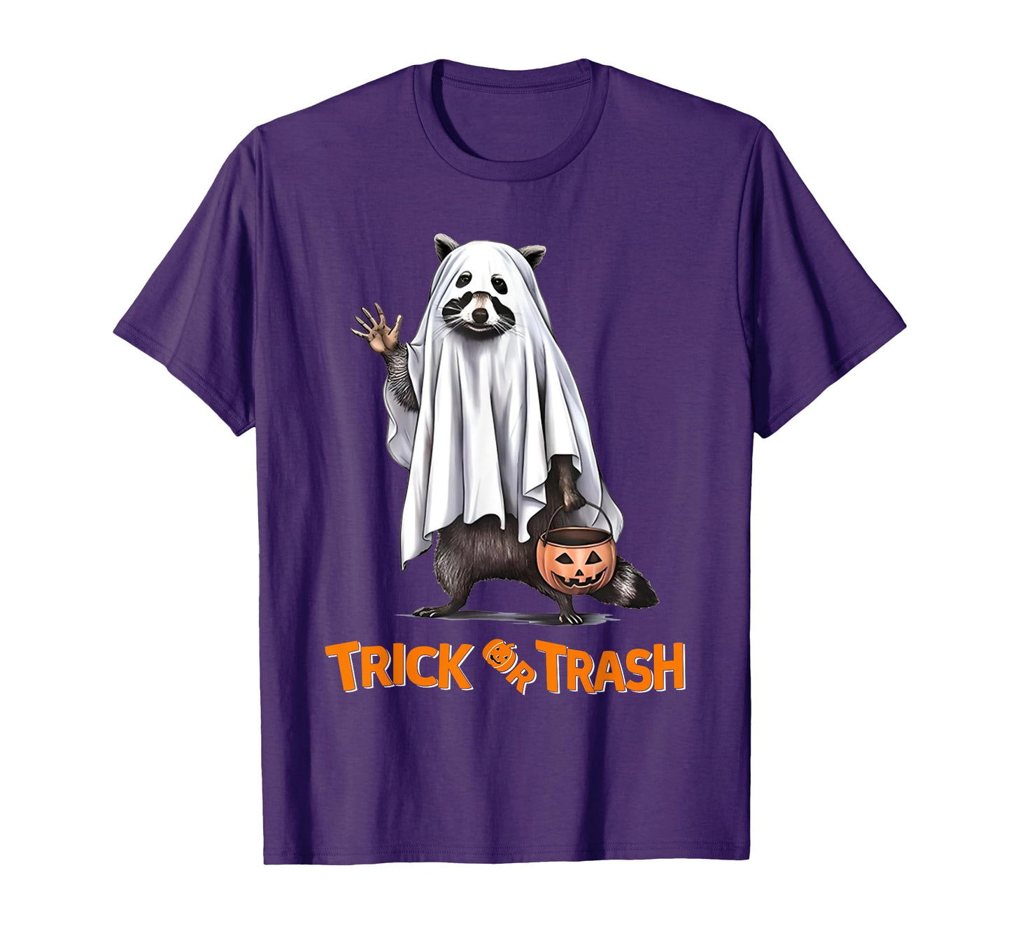 Trick Or Trash Funny Raccoon Halloween Ghost Costume Racoon T-Shirt