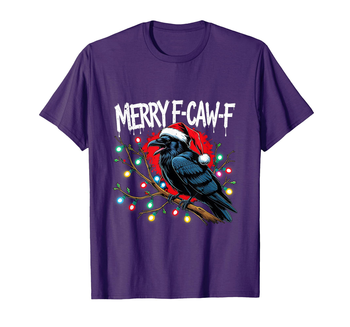 Merry F-Caw-F Raven Funny Christmas Holiday Cool Meme T-Shirt
