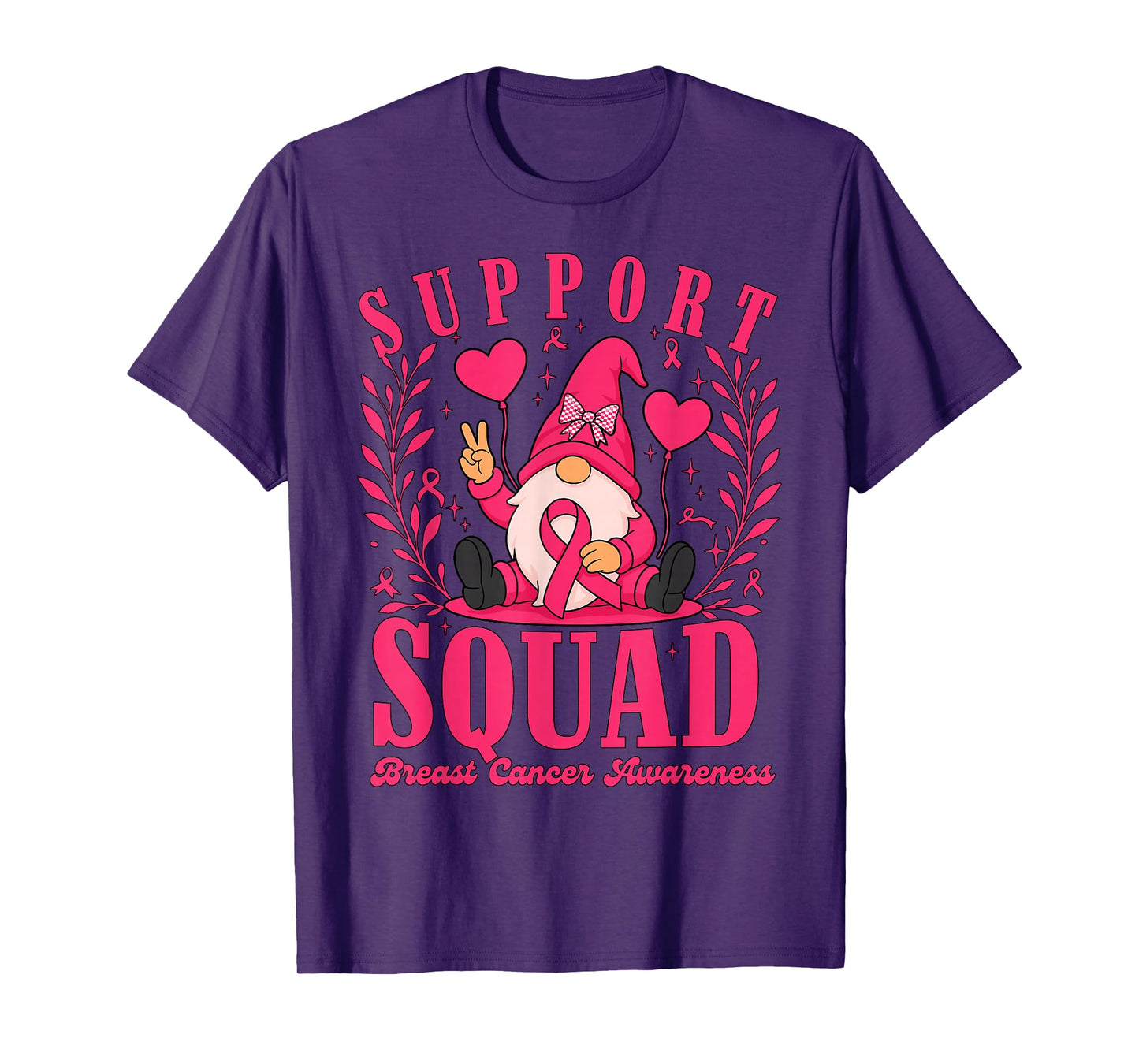 Support Squad Pink Ribbon Gnome Breast Cancer for Women T-Shirt