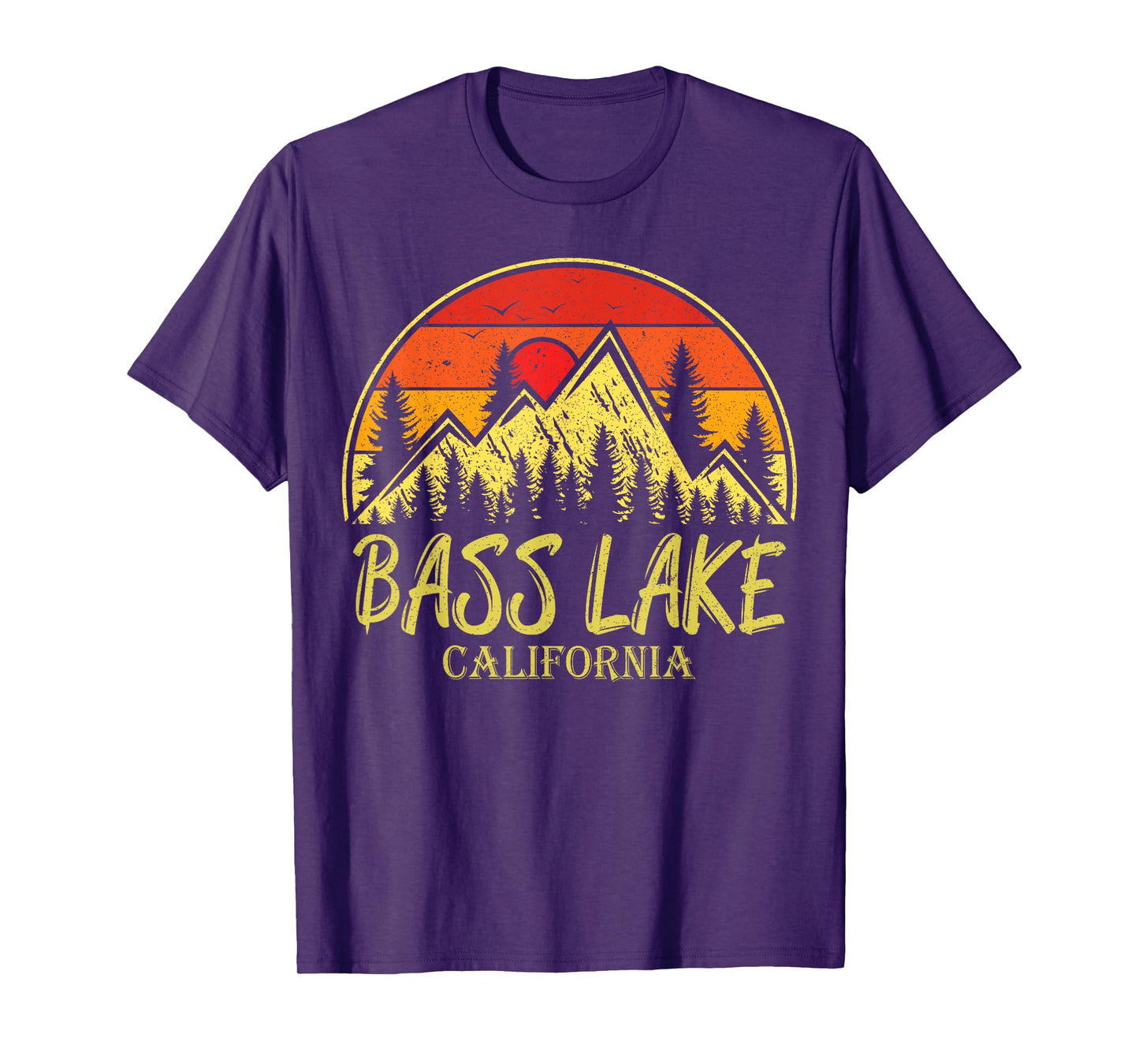 Vintage Bass Lake California CA Mountains Hiking Souvenir T-Shirt
