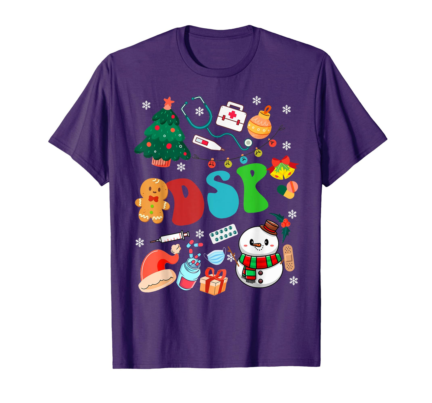 DSP Christmas Retro Groovy Xmas Gift Men Women ER Nurse T-Shirt