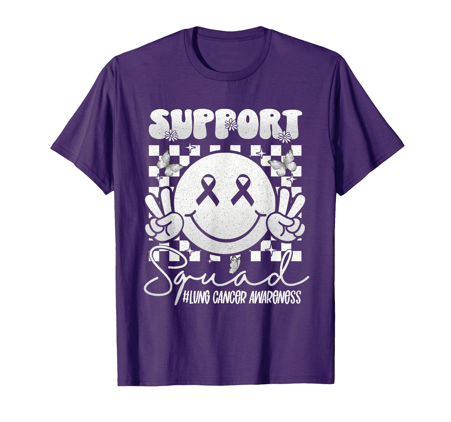 Lung Cancer Awareness Smile Face Support White Ribbon T-Shirt