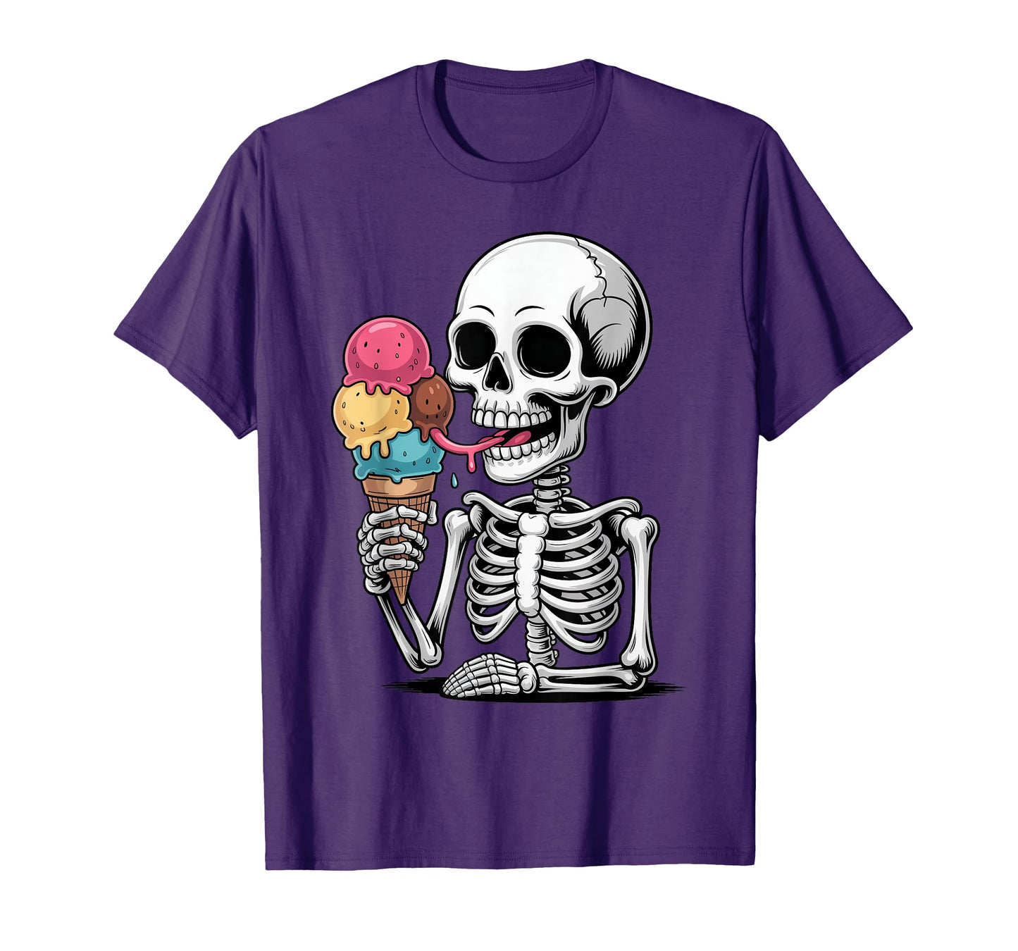 Halloween Skeleton Eating Ice Cream Kids Trick or Treat T-Shirt