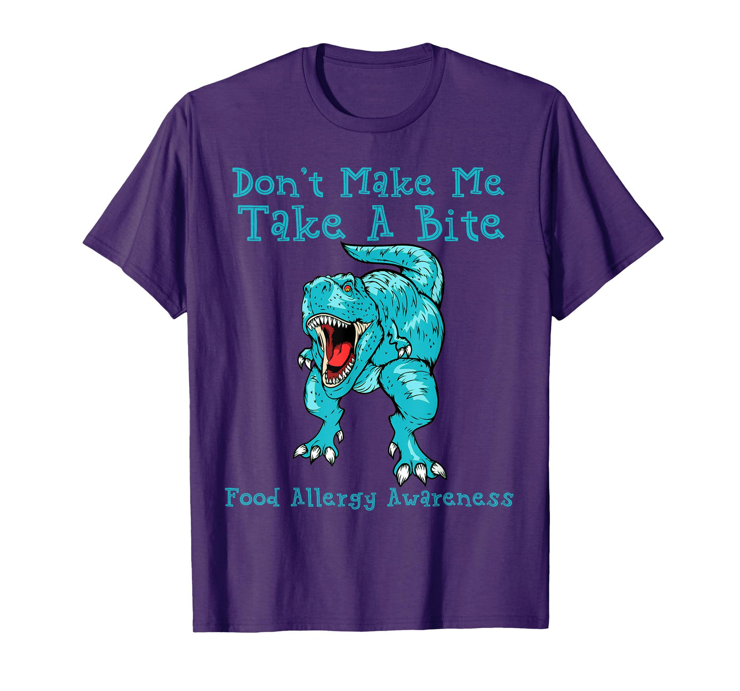 Kids Food Allergy Awareness T Shirt Boys Teal Rex Dinosaur T-Shirt